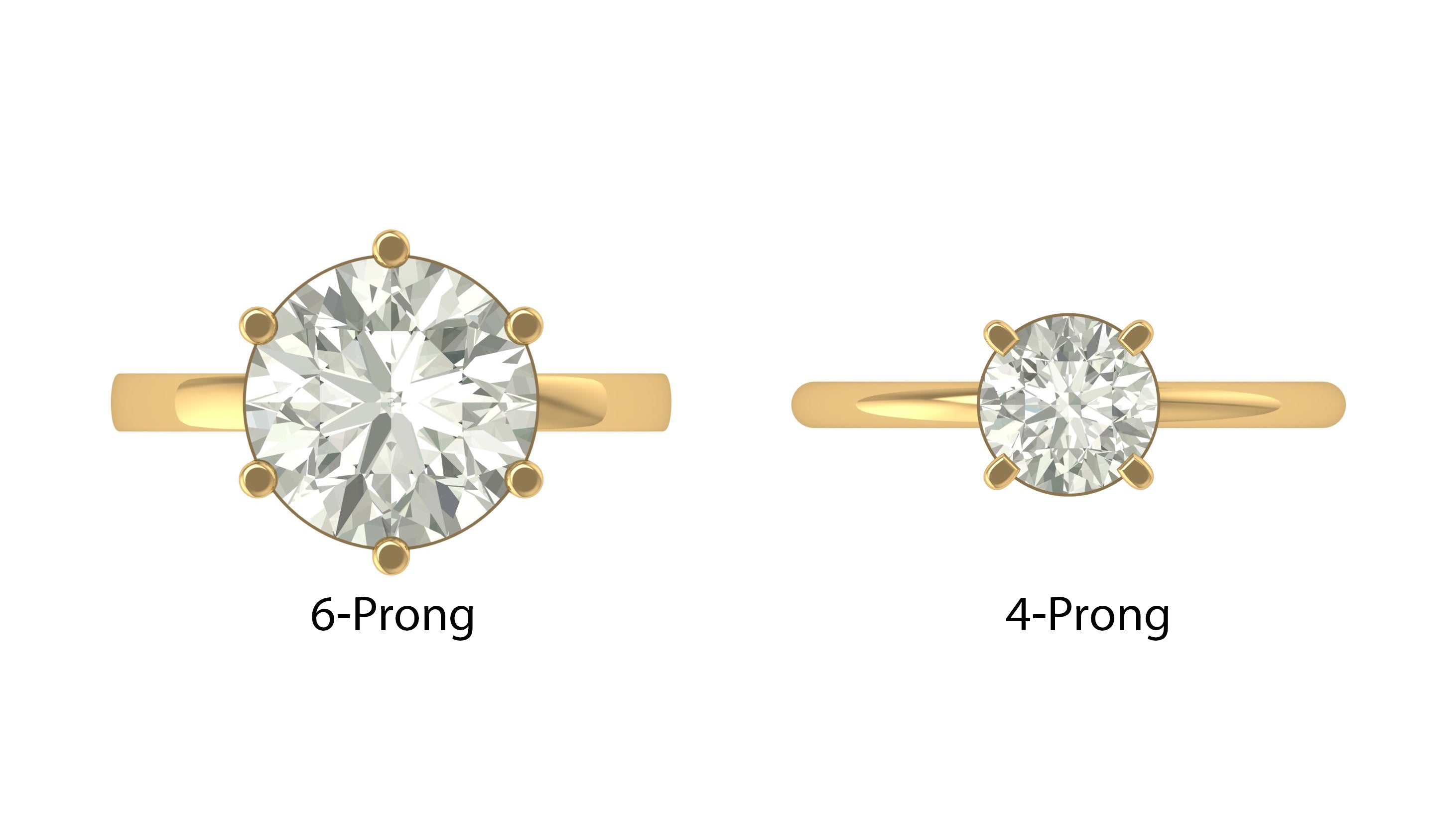 Classic 6-Prong vs 4-Prong Round Moissanite Rings
