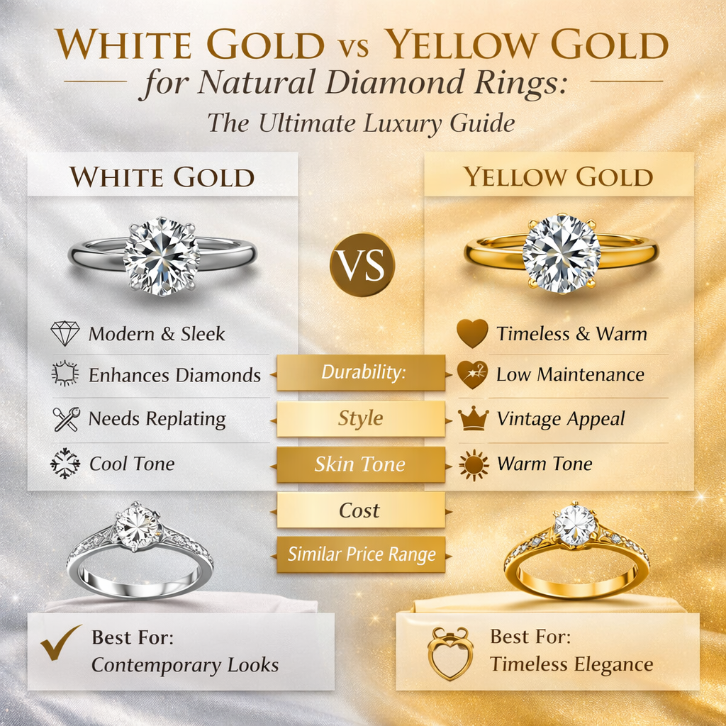 White Gold vs Yellow Gold for Natural Diamond Rings: The Ultimate Luxury Guide