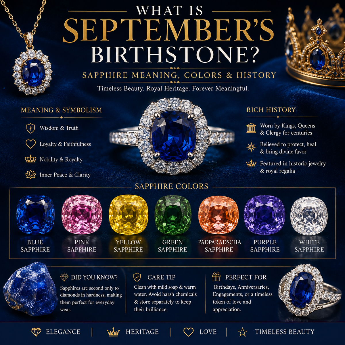 What Is September’s Birthstone jewelry? Sapphire Meaning, Colors & History