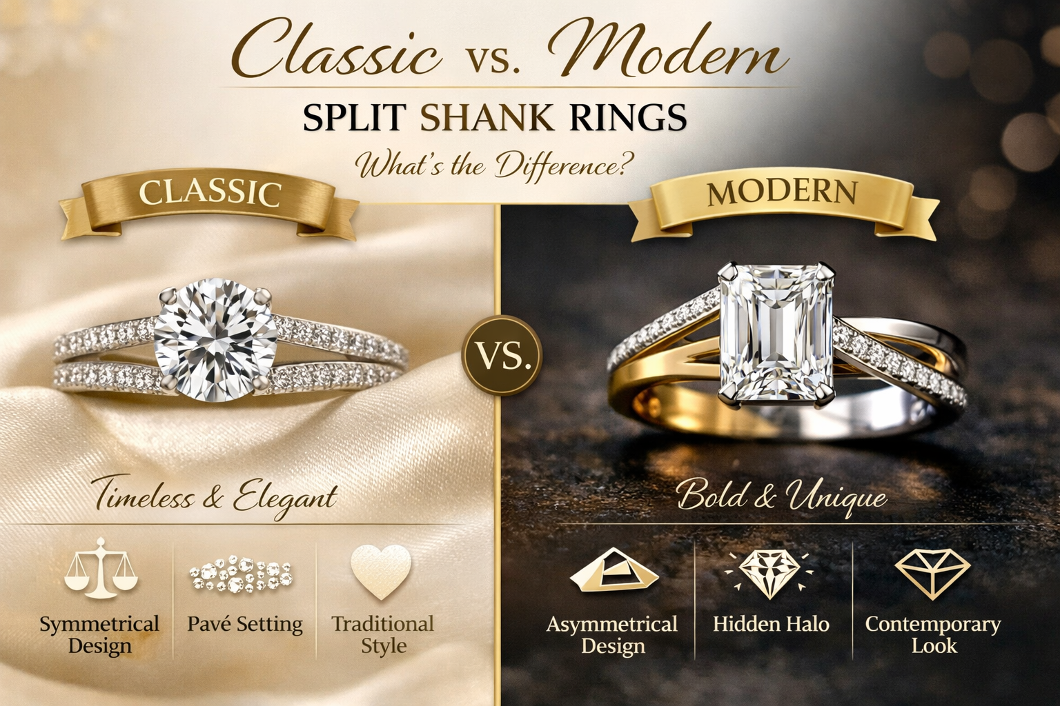 Classic vs. Modern Split Shank Rings: What’s the Difference?