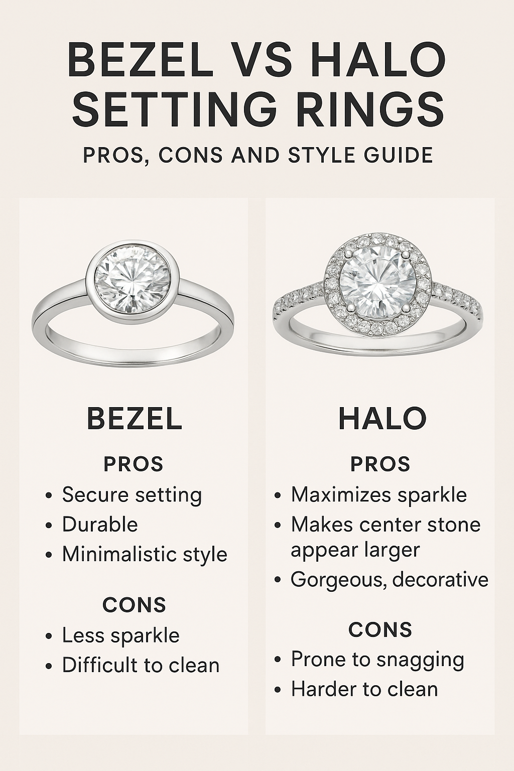 Bezel vs Halo Setting Rings – Pros, Cons and Style Guide