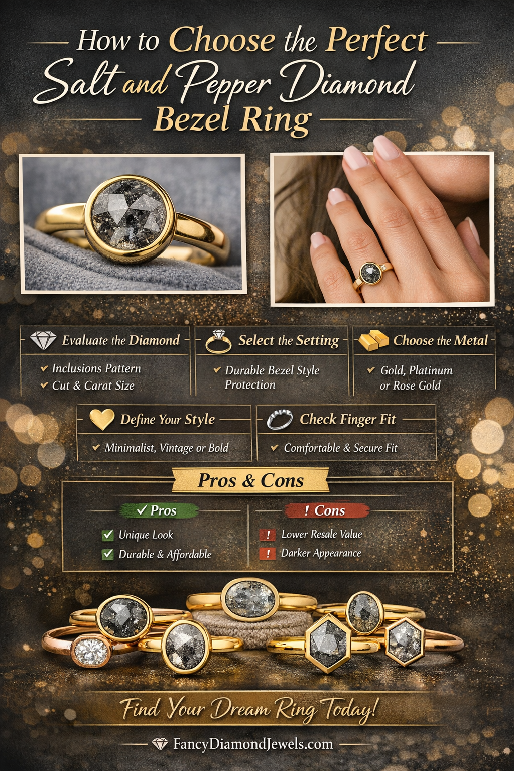 How to Choose the Perfect Salt and Pepper Diamond Bezel Ring