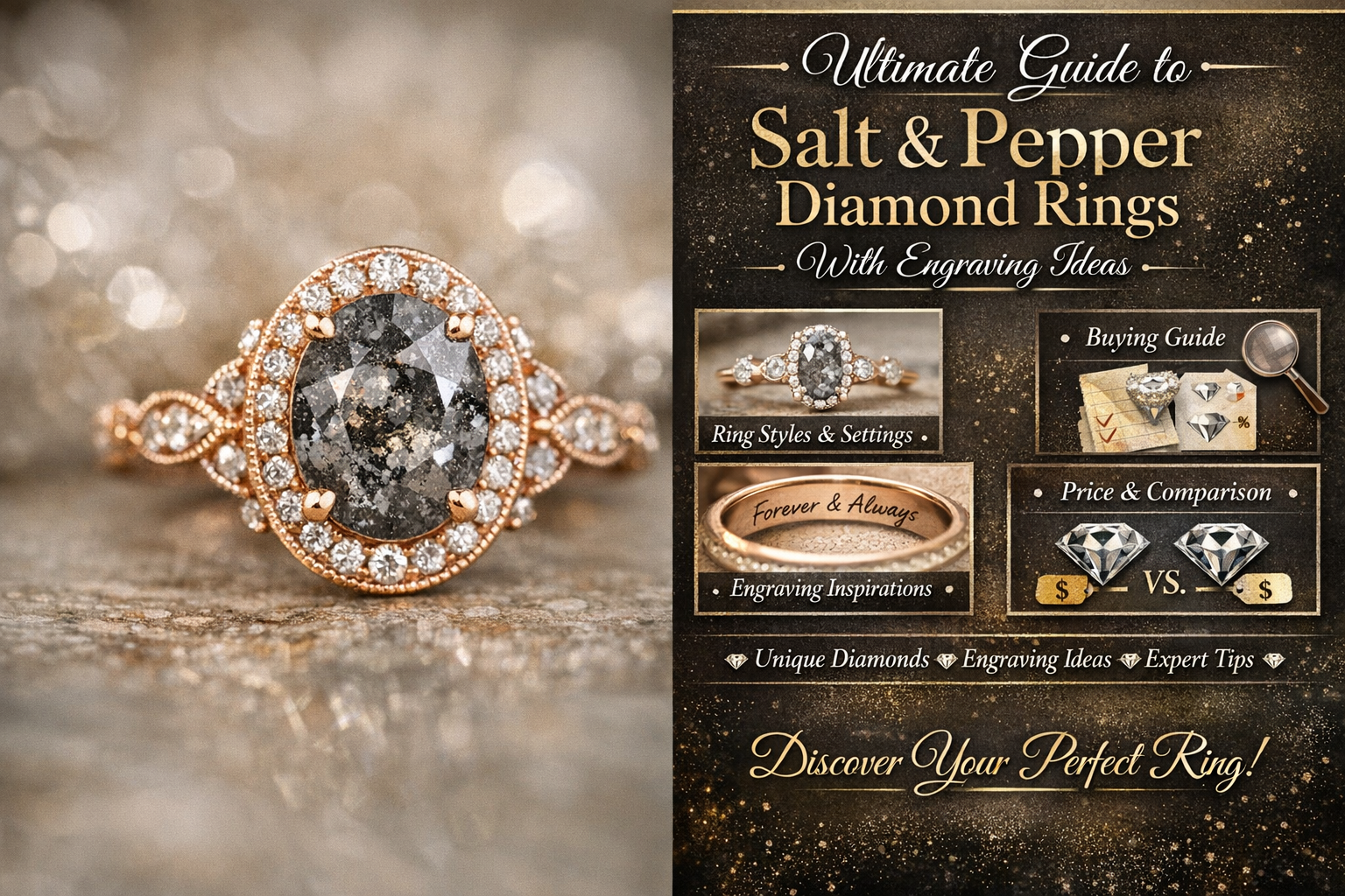Ultimate Guide to Salt and Pepper Diamond Rings With Engraving Ideas