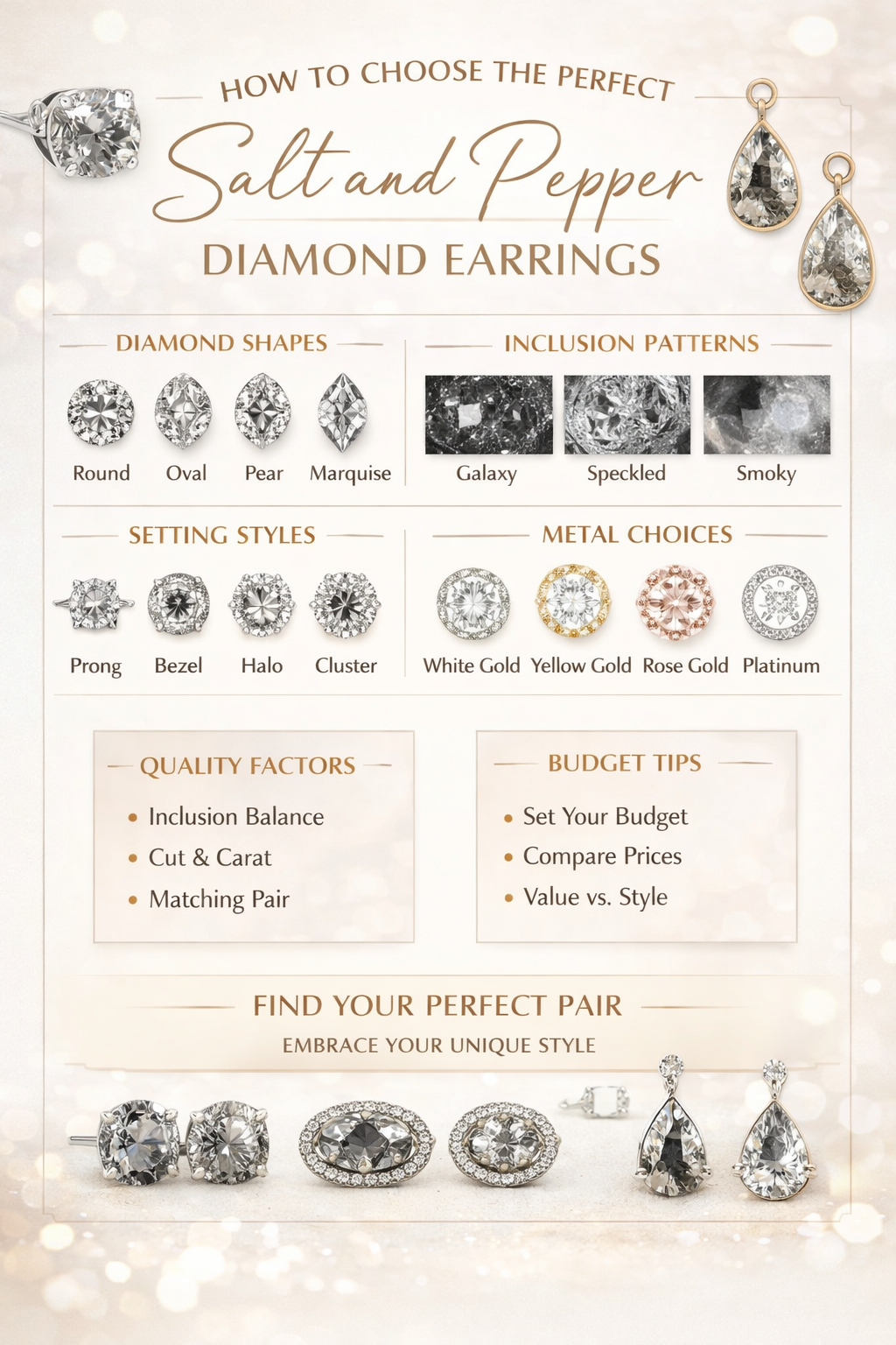 How to Choose the Perfect Salt and Pepper Diamond Earrings