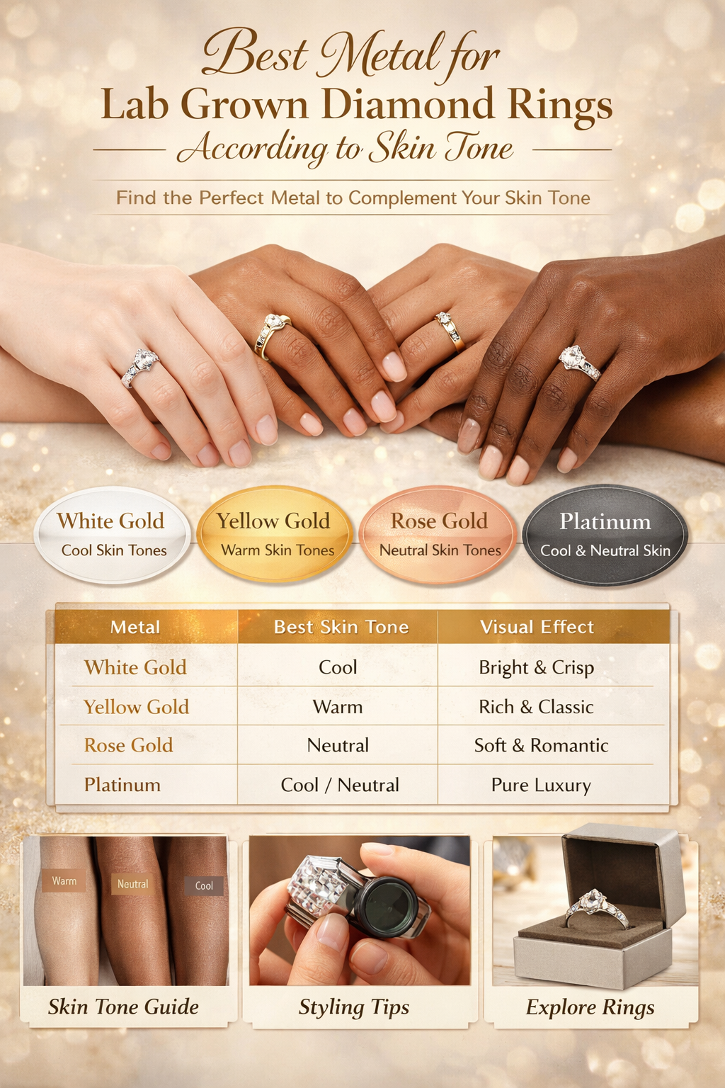 Best Metal for Lab Grown Diamond Rings According to Skin Tone