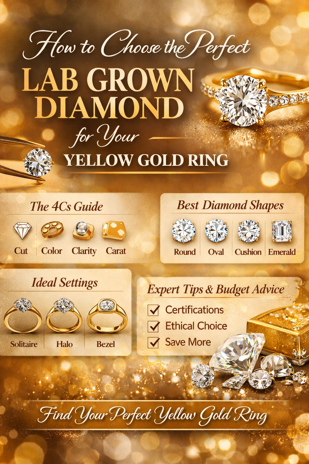 How to Choose the Perfect Lab Grown Diamond for Your Yellow Gold Ring