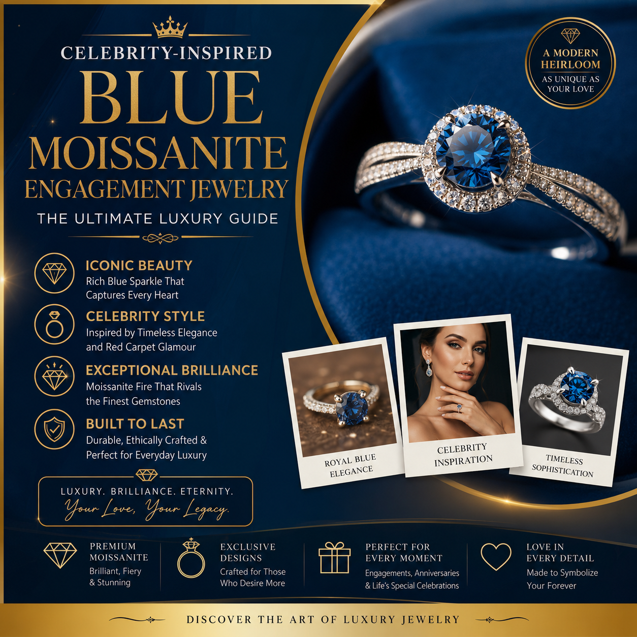 Celebrity-Inspired Blue Moissanite Engagement Rings: The Ultimate Luxury Guide
