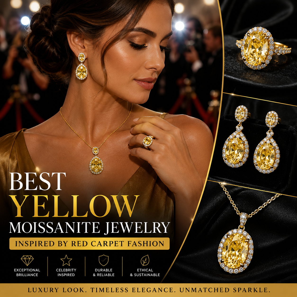 Best Yellow Moissanite Jewelry Inspired by Red Carpet Fashion