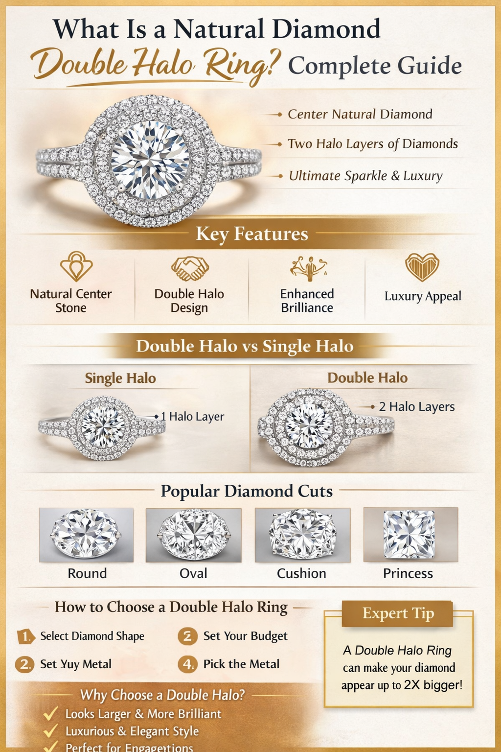 What Is a Natural Diamond Double Halo Ring? Complete Guid