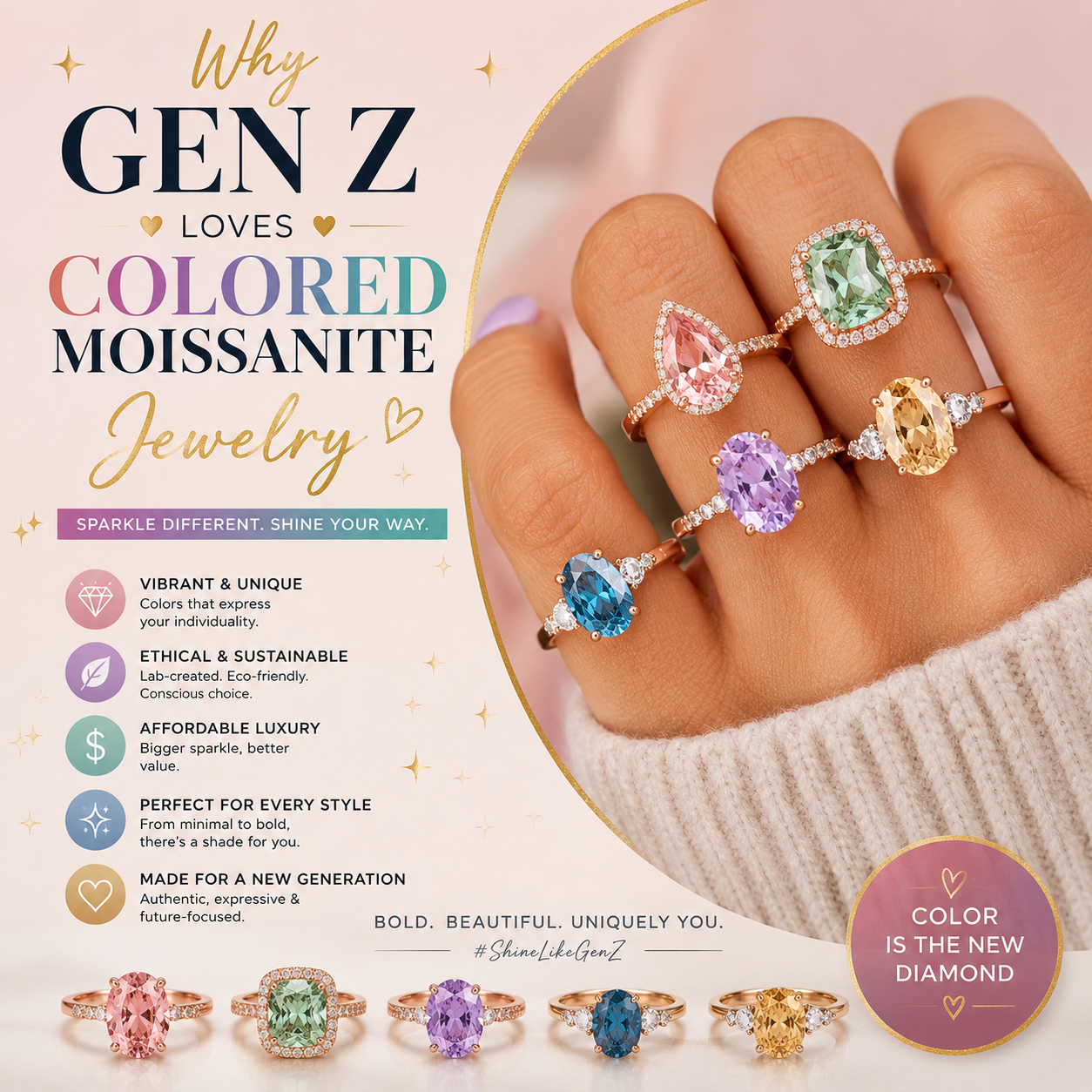 Why Gen Z Loves Colored Moissanite Jewelry