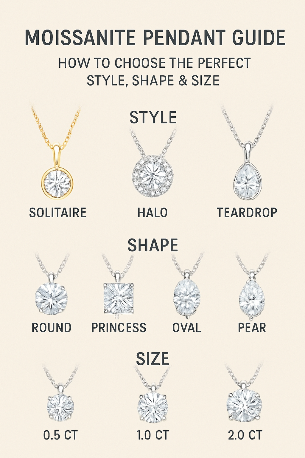 Moissanite Pendant Guide: How to Choose the Perfect Style, Shape & Size