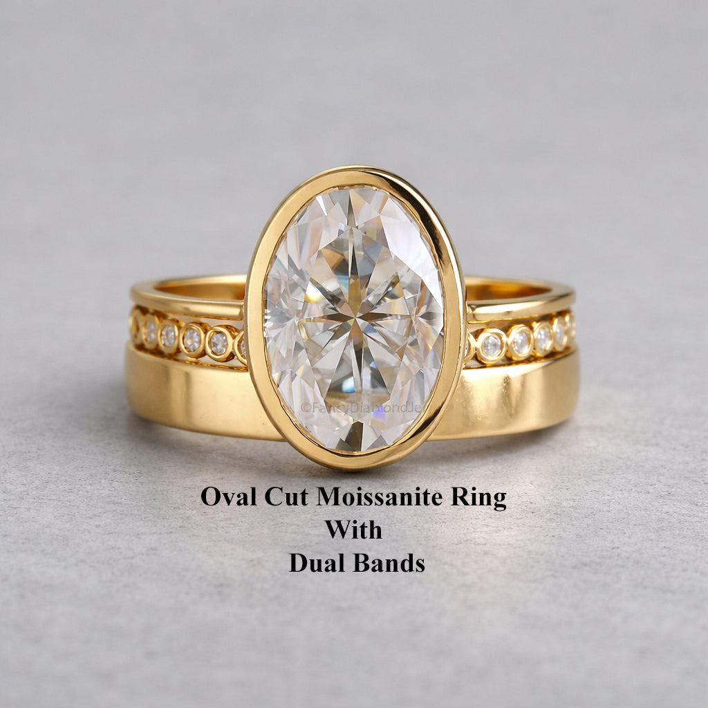 Oval Cut Moissanite Ring with Dual Bands: A Complete Design Breakdown