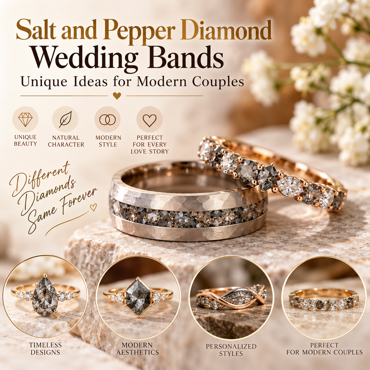 Salt and Pepper Diamond Wedding Bands: Unique Ideas for Modern Couples