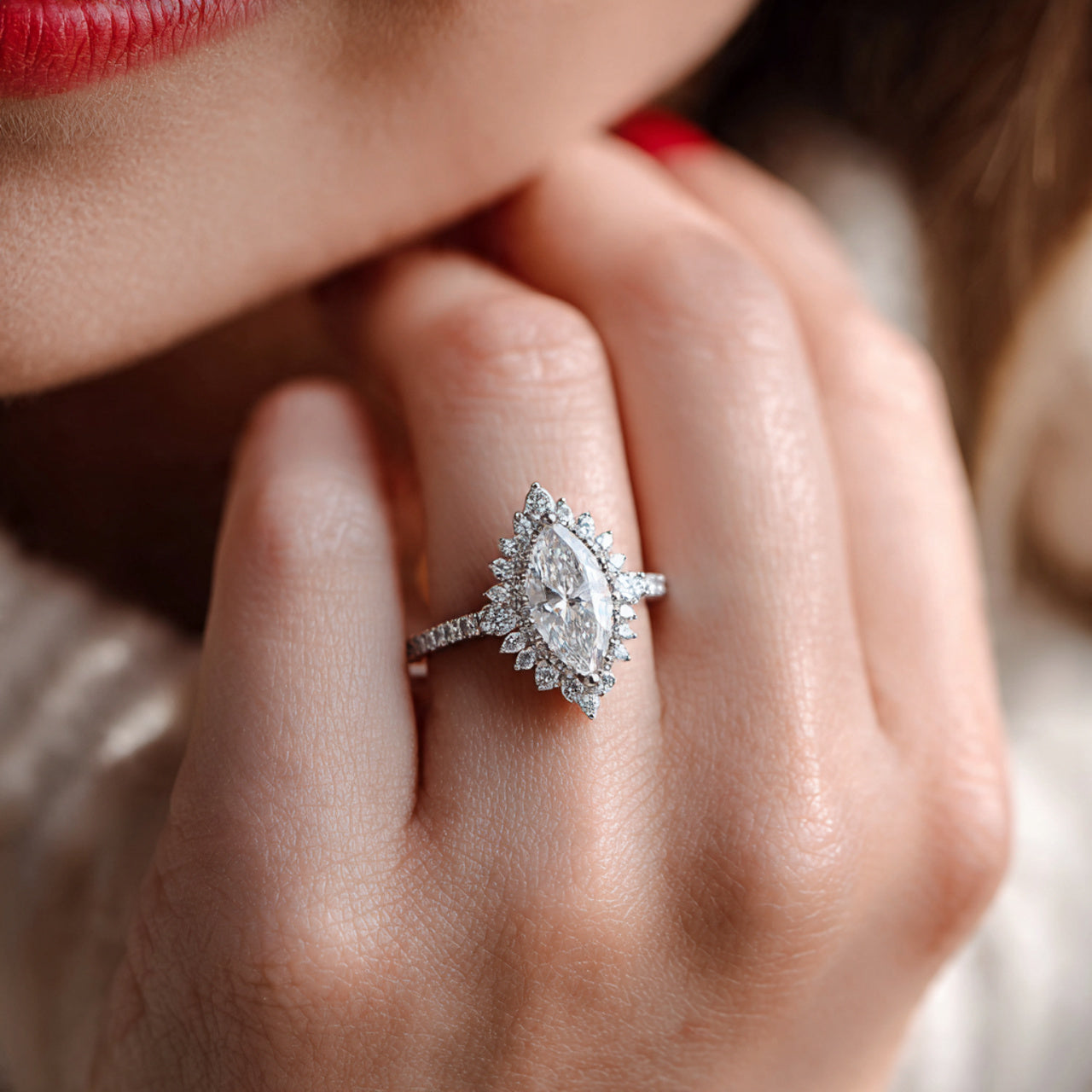 Lab-Grown Marquise Diamond Ring: Sustainable Brilliance with Classic Beauty