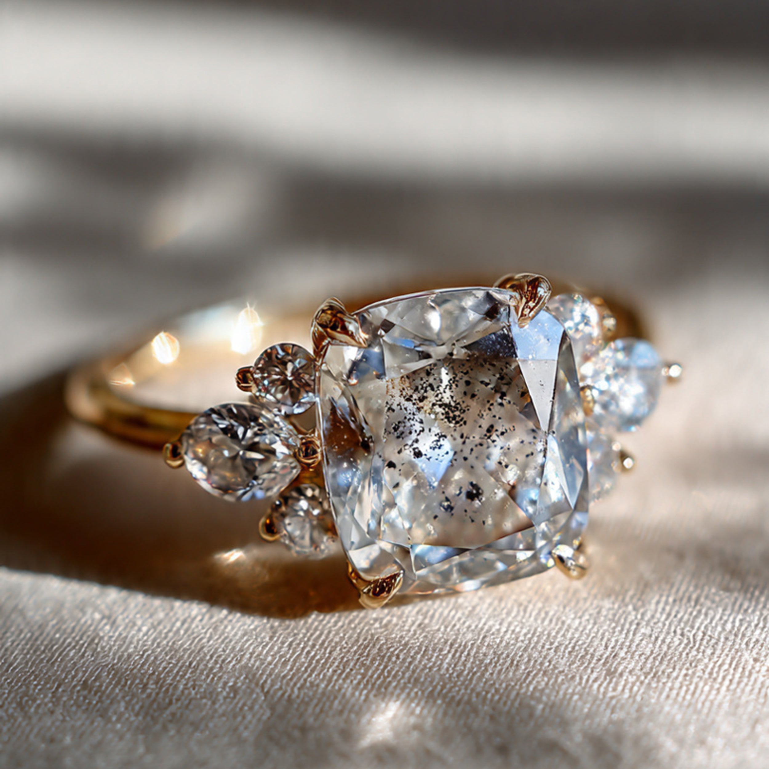 How to Choose the Right Cushion Salt & Pepper Diamond Ring: Cut, Carat, Clarity