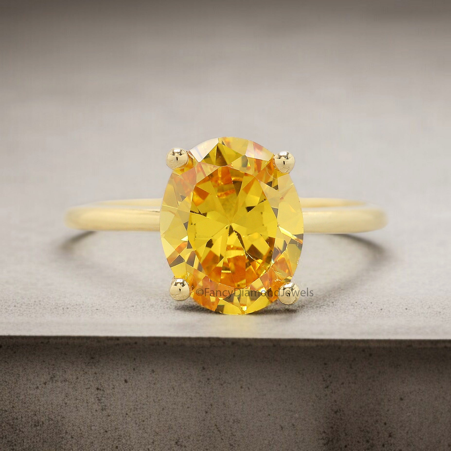 Oval Yellow Sapphire stone engagement ring 12mm 10mm 9mm 8mm 7mm ring silver simulant Ring Solitaire ring Diamond ring Gift for her FD340