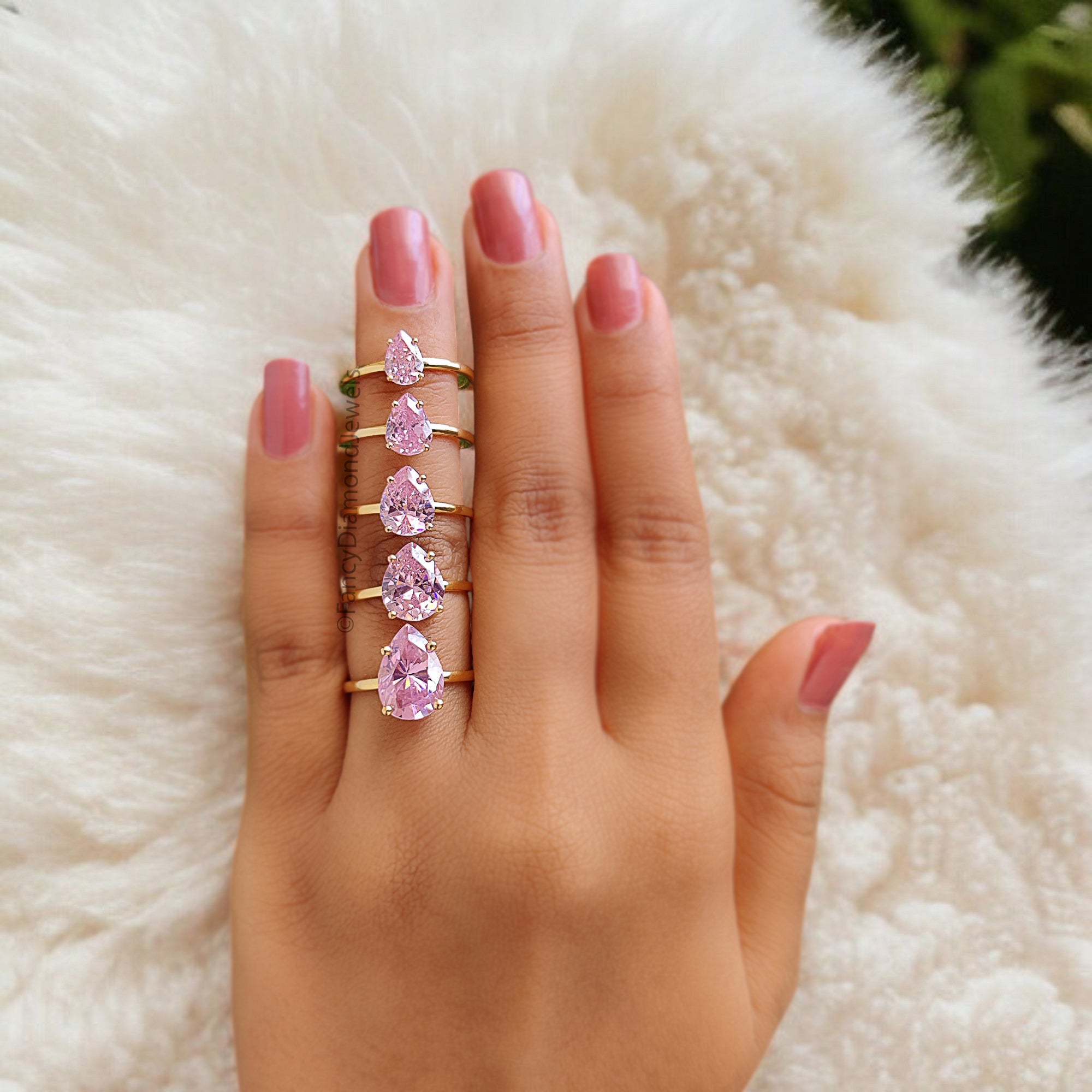 Pear Pink Tourmaline engagement ring 12mm 10mm 9mm 8mm 7mm stone ring Simulant Solitaire ring Diamond ring Silver ring Gift for her FD352