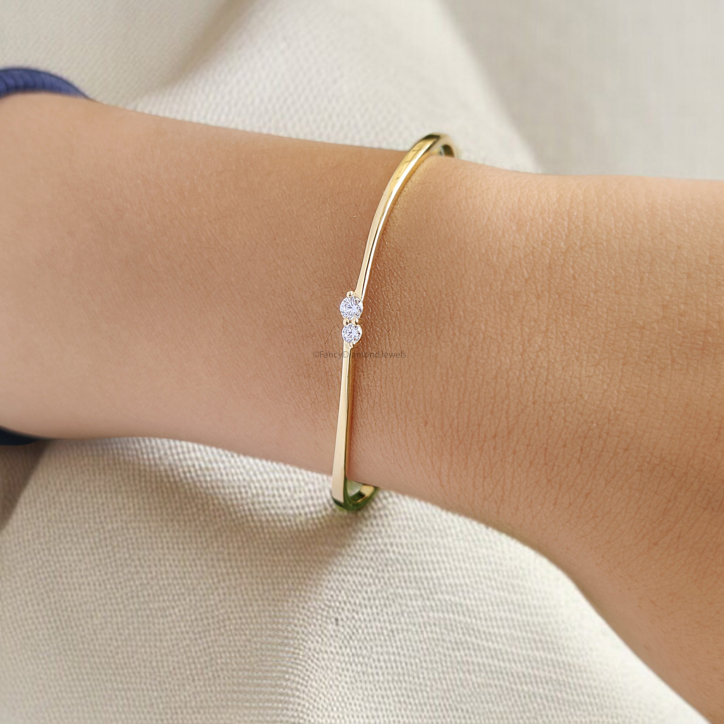 Round White Color Diamond Bracelet White Color Round Diamond Bracelet Gold Bracelet Round Brilliant Cut Diamond Bracelet Gift For Her KD944