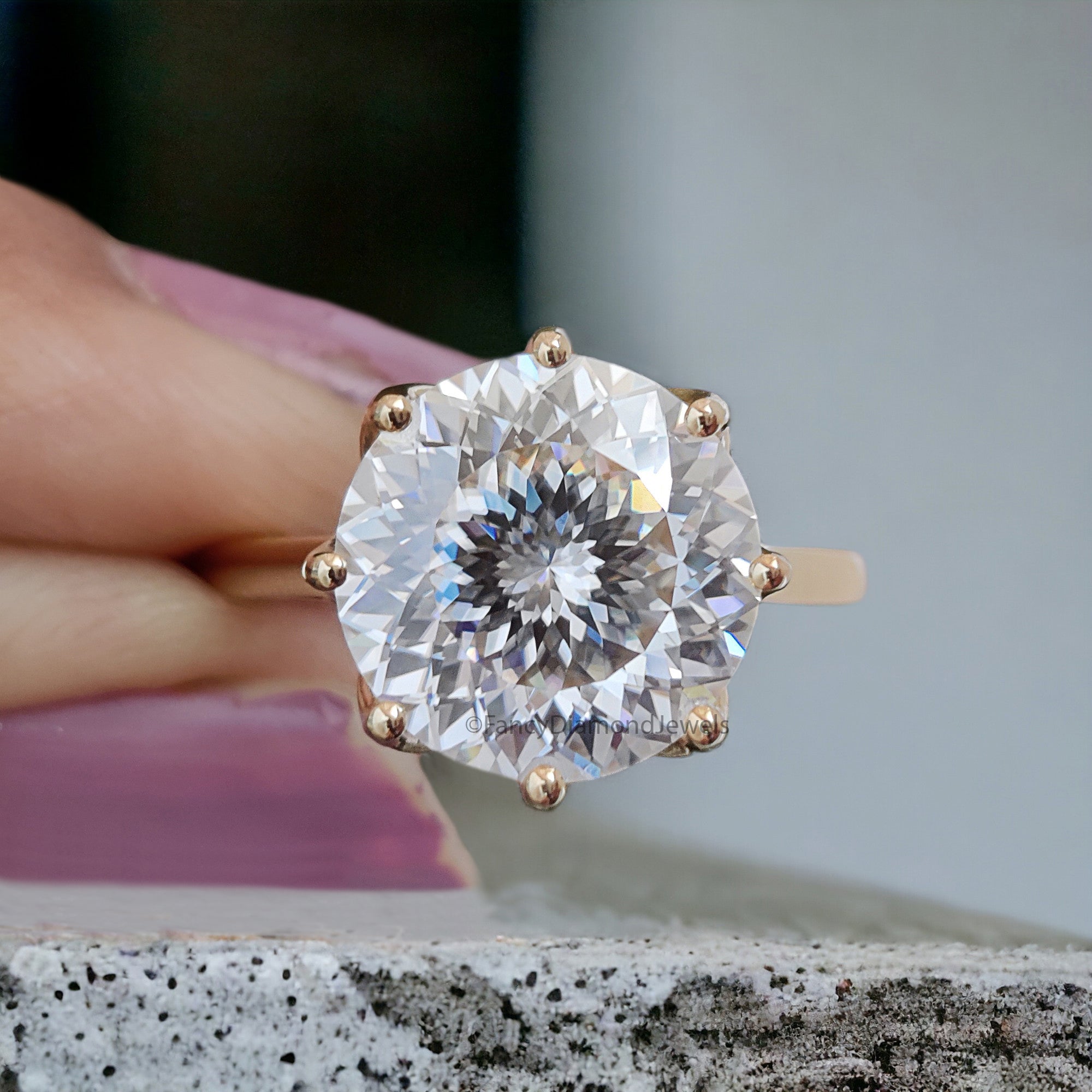 3.60 CT Portuguese Cut Colorless Moissanite Engagement Ring Solitaire Wedding Ring Cathedral Ring Luxury Wedding Anniversary Gifts FD302