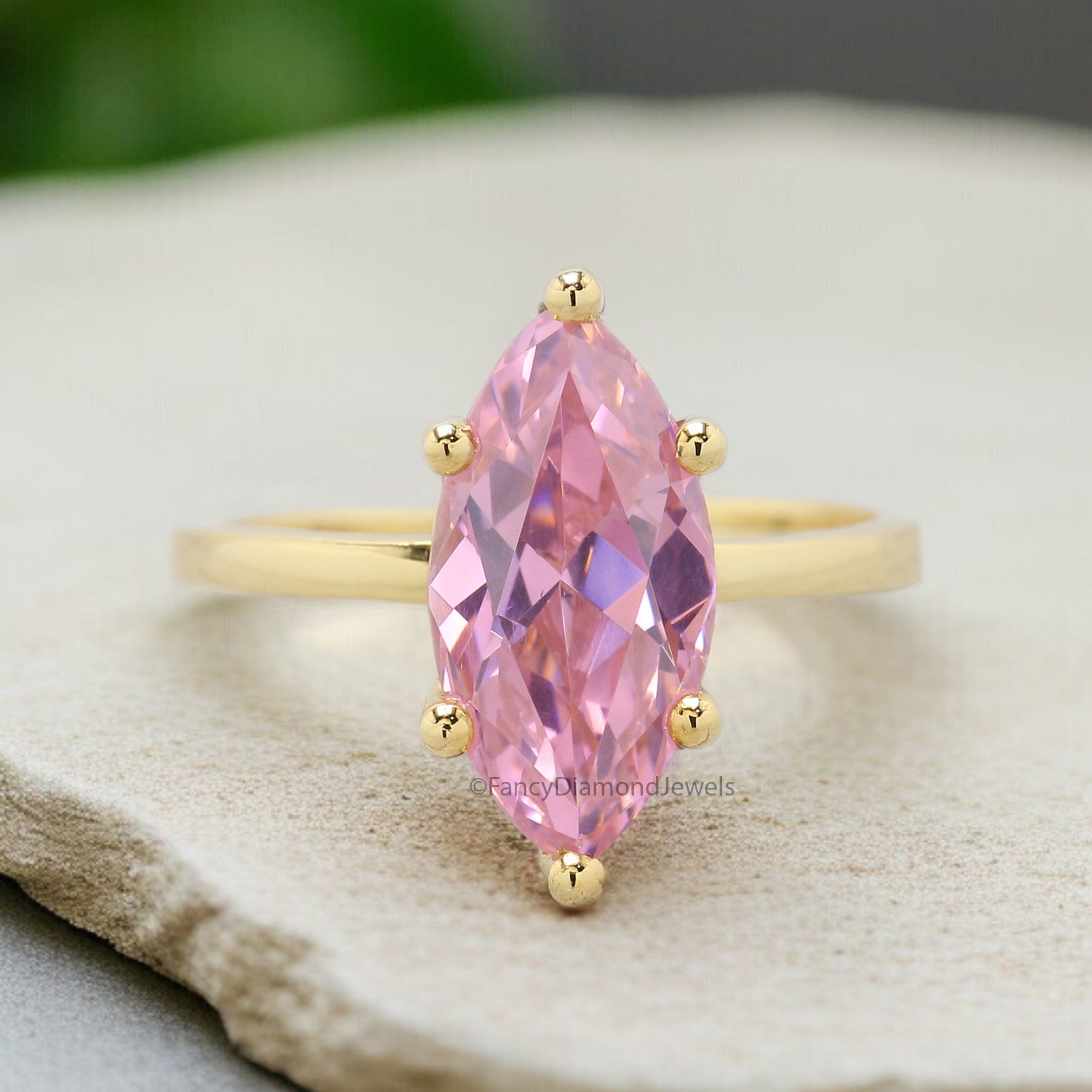 Marquise Pink Tourmaline engagement ring 8mm 9mm 10mm 12mm 14mm stone ring Simulant Marquise Solitaire ring Silver ring Gift for her FD339