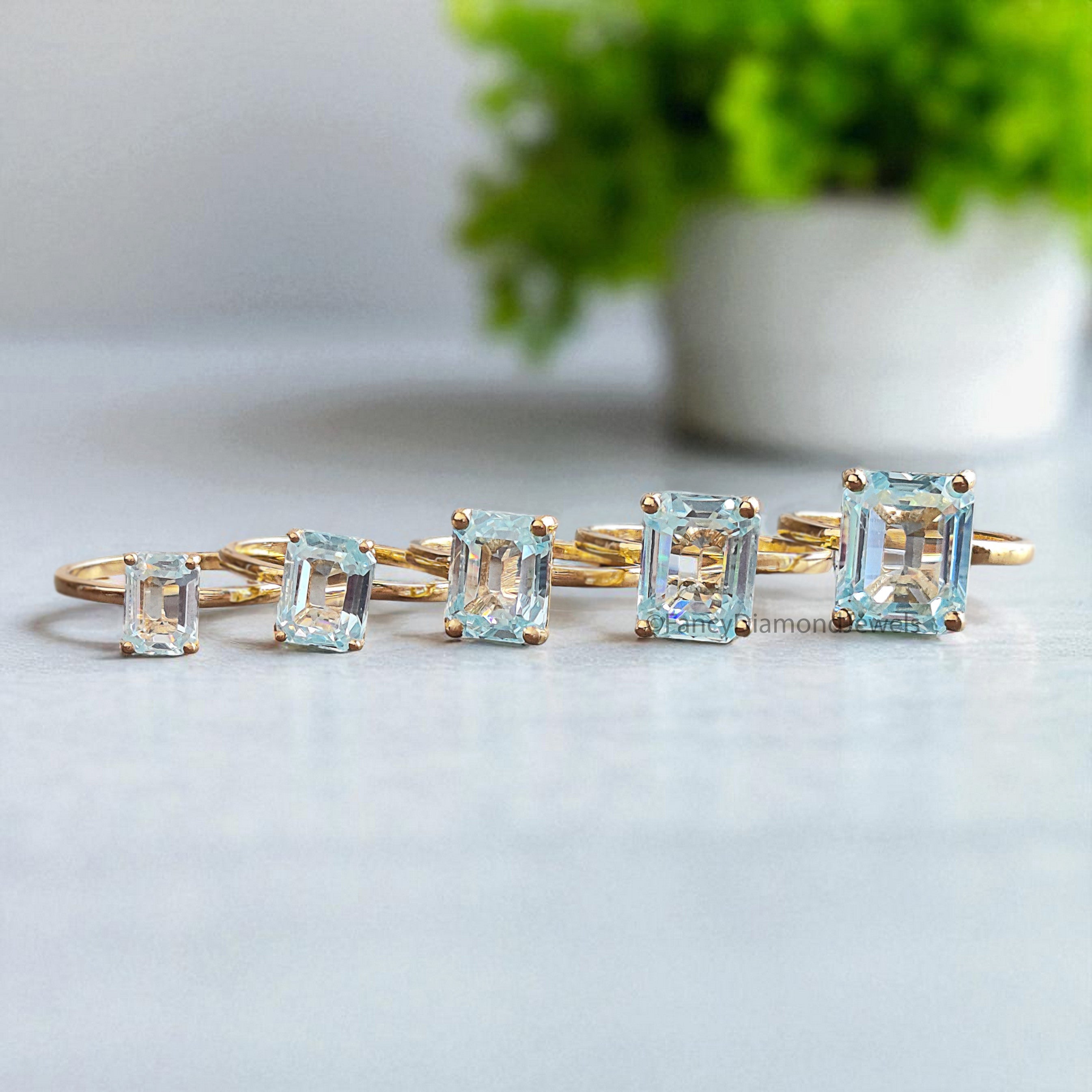 Emerald Blue Aquamarine stone engagement ring 11mm 10mm 9mm 8mm 7mm ring silver simulant Ring Solitaire ring Diamond ring Gift for her FD383