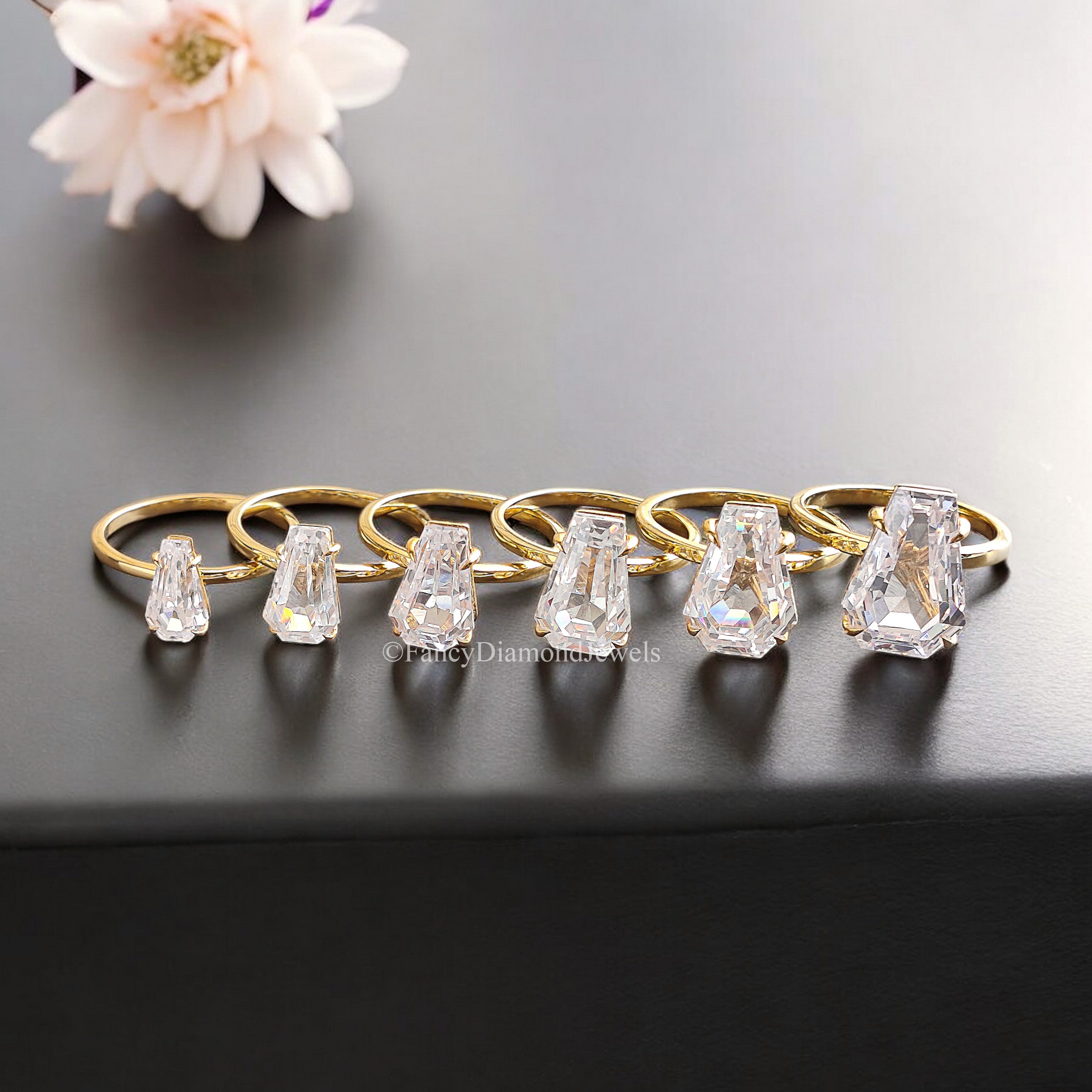 Coffin Cut engagement ring 14mm 13mm 12mm 11mm 10mm 9mm stone ring Silver ring Diamond ring Simulant ring Solitaire ring Gift for her FD216