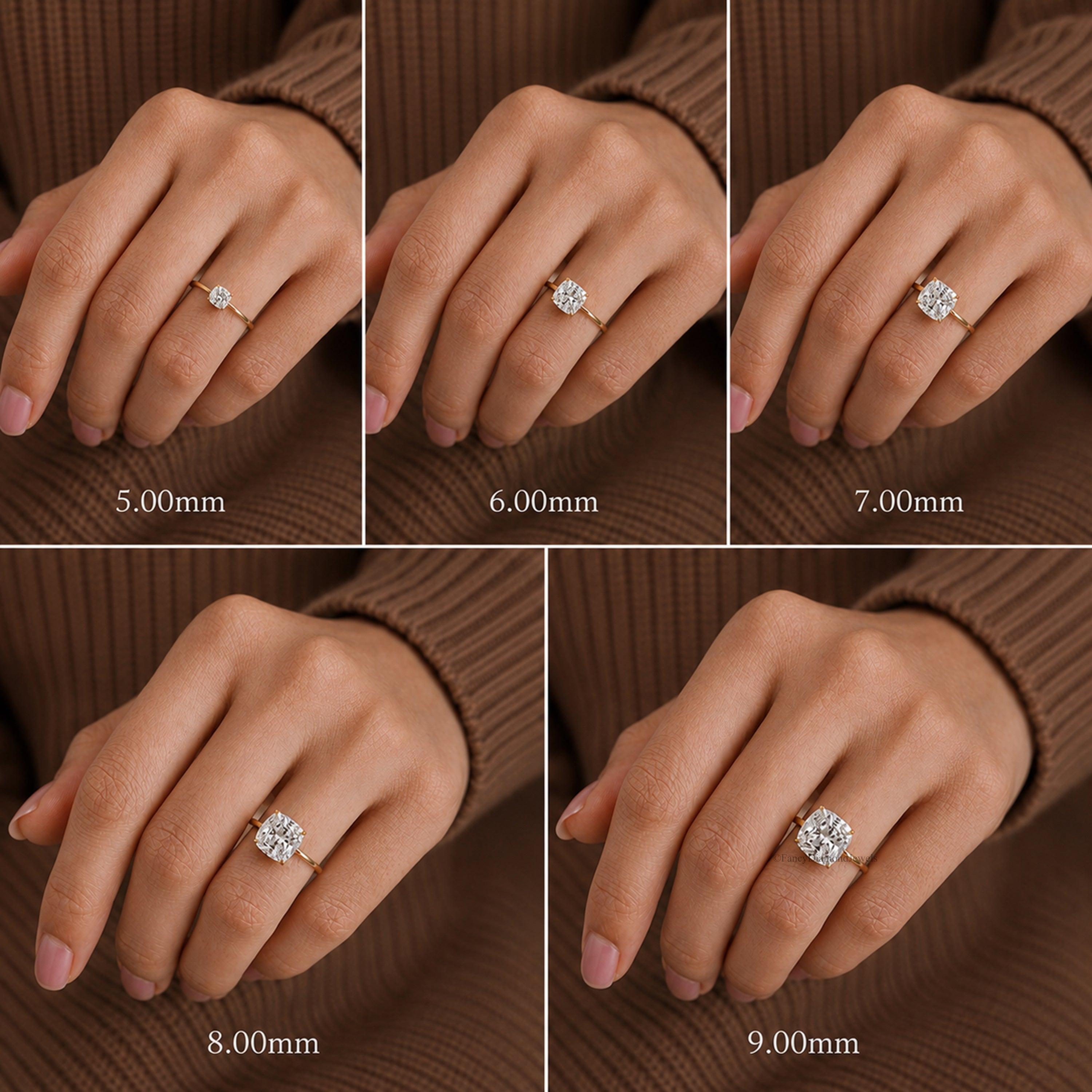 Cushion Cut Engagement Ring Lab Created Simulant Solitaire 925 Silver Diamond Simulant Travel Promise Moissanite Style Wedding Gift FD198