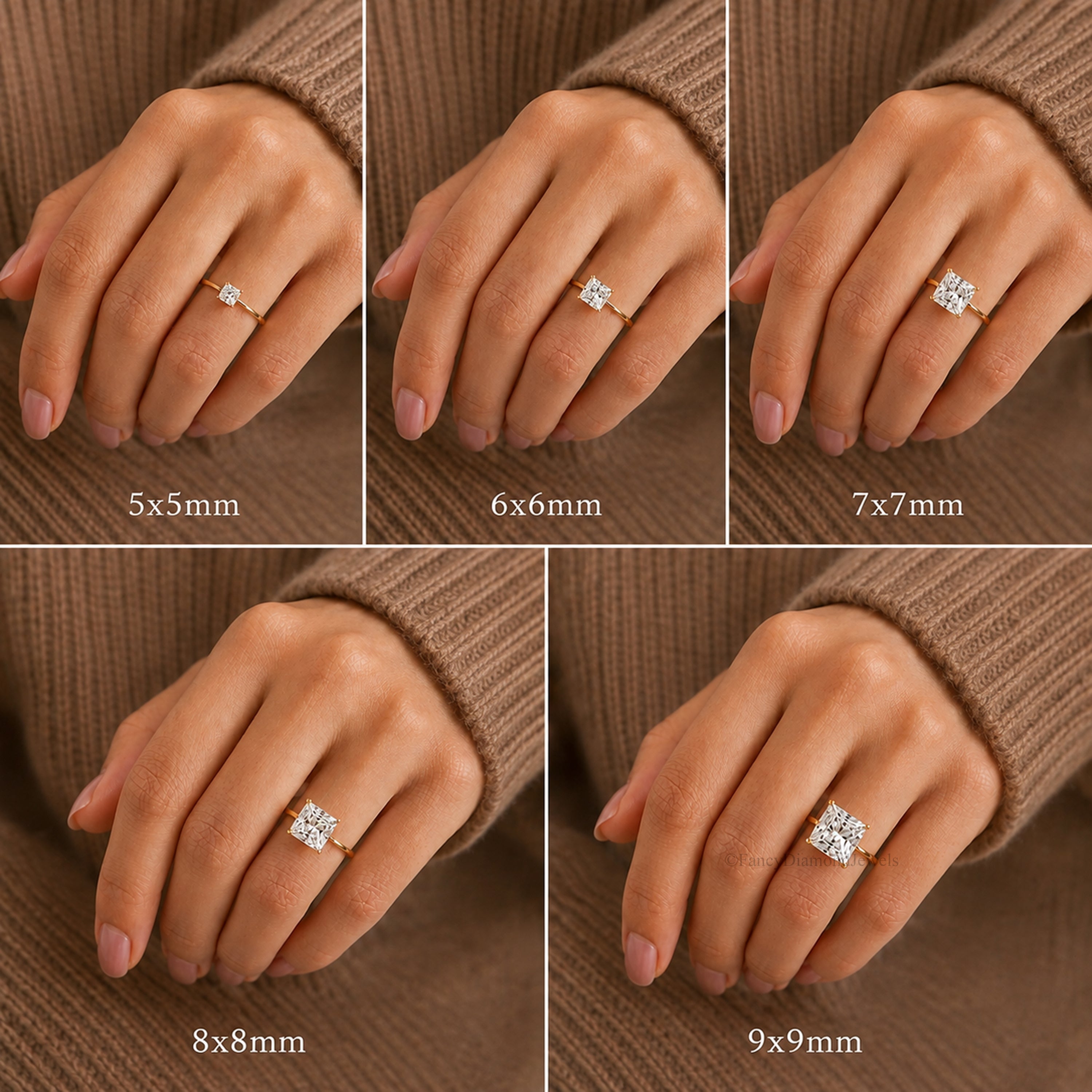 Princess Cut engagement ring 5mm 6mm 7mm 8mm 9mm stone ring Silver Promise ring Princess Cut Diamond ring Solitaire ring Gift for her FD280