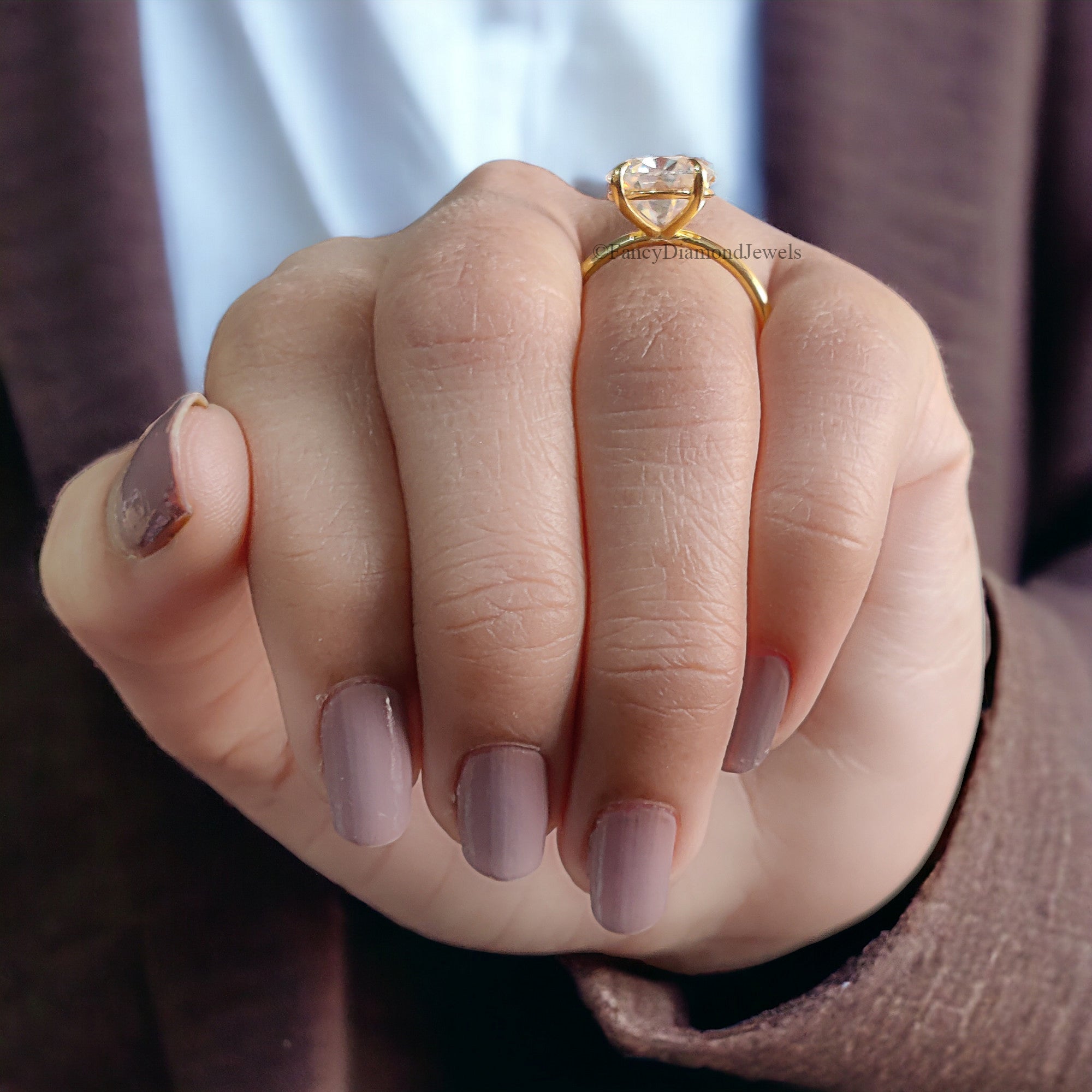 2.80 CT Round Old European Cut Colorless Moissanite Solitaire Ring Engagement Ring Wedding Ring Comfort Fit Yellow/White/Rose Gold Ring FD12