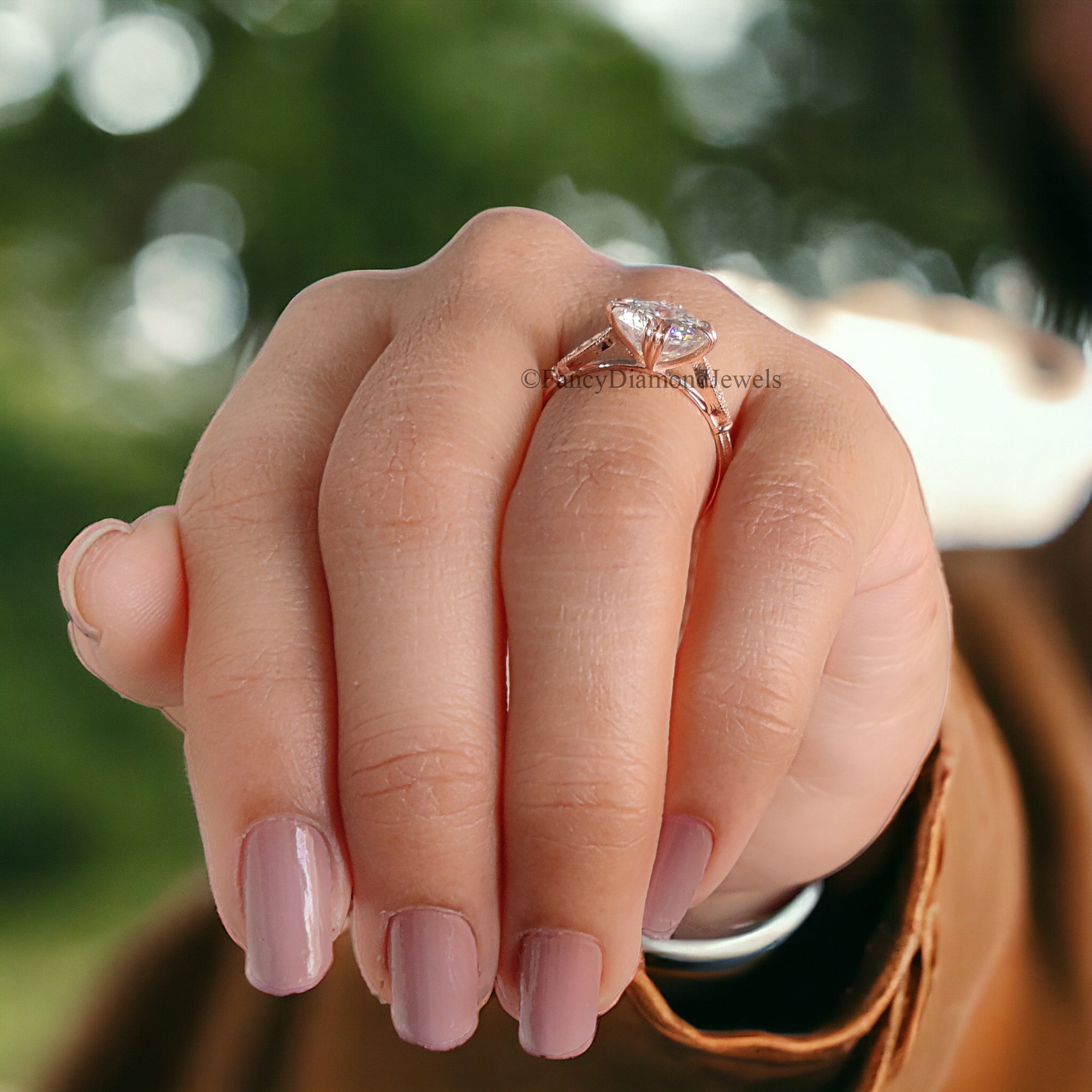 Vintage Style Engagement Ring 2.26 TW Portuguese Cut Moissanite Fishtail Prong Ring Wedding Ring for Women Cathedral Milgrain Ring FD10