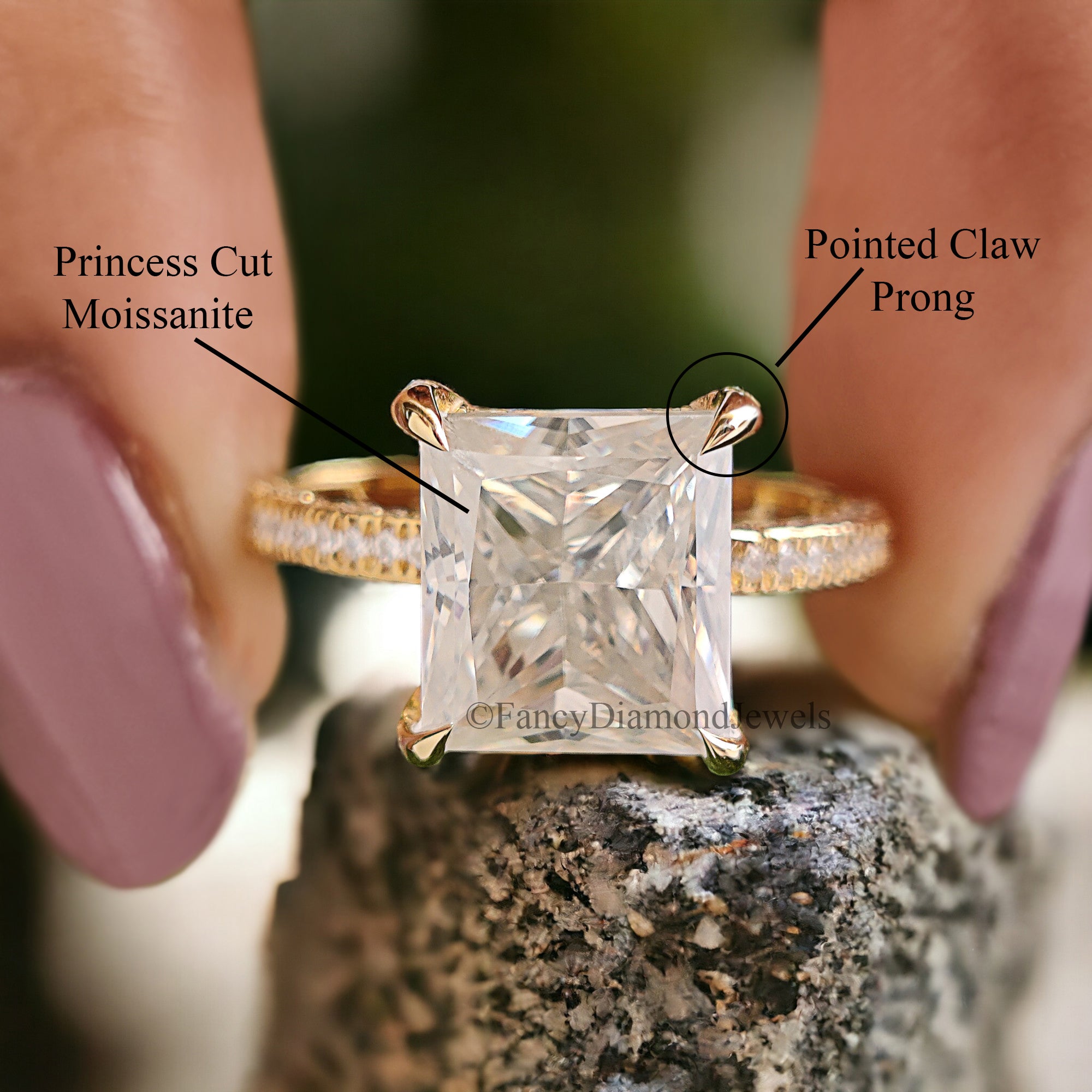 Hidden Halo Ring 3.00 CT Princess Moissanite Engagement Ring Three Row Pave Set Ring Women Wedding Ring Anniversary Gift Ring For Her FD214