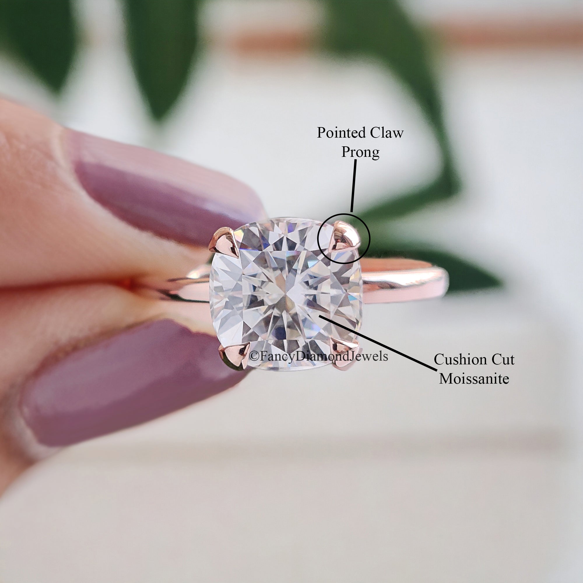 Moissanite Solitaire Engagement Ring 2.00 CT Cushion Cut Moissanite Ring Claw Prong Ring for Women Promise Ring Gift For Her Ring FD80