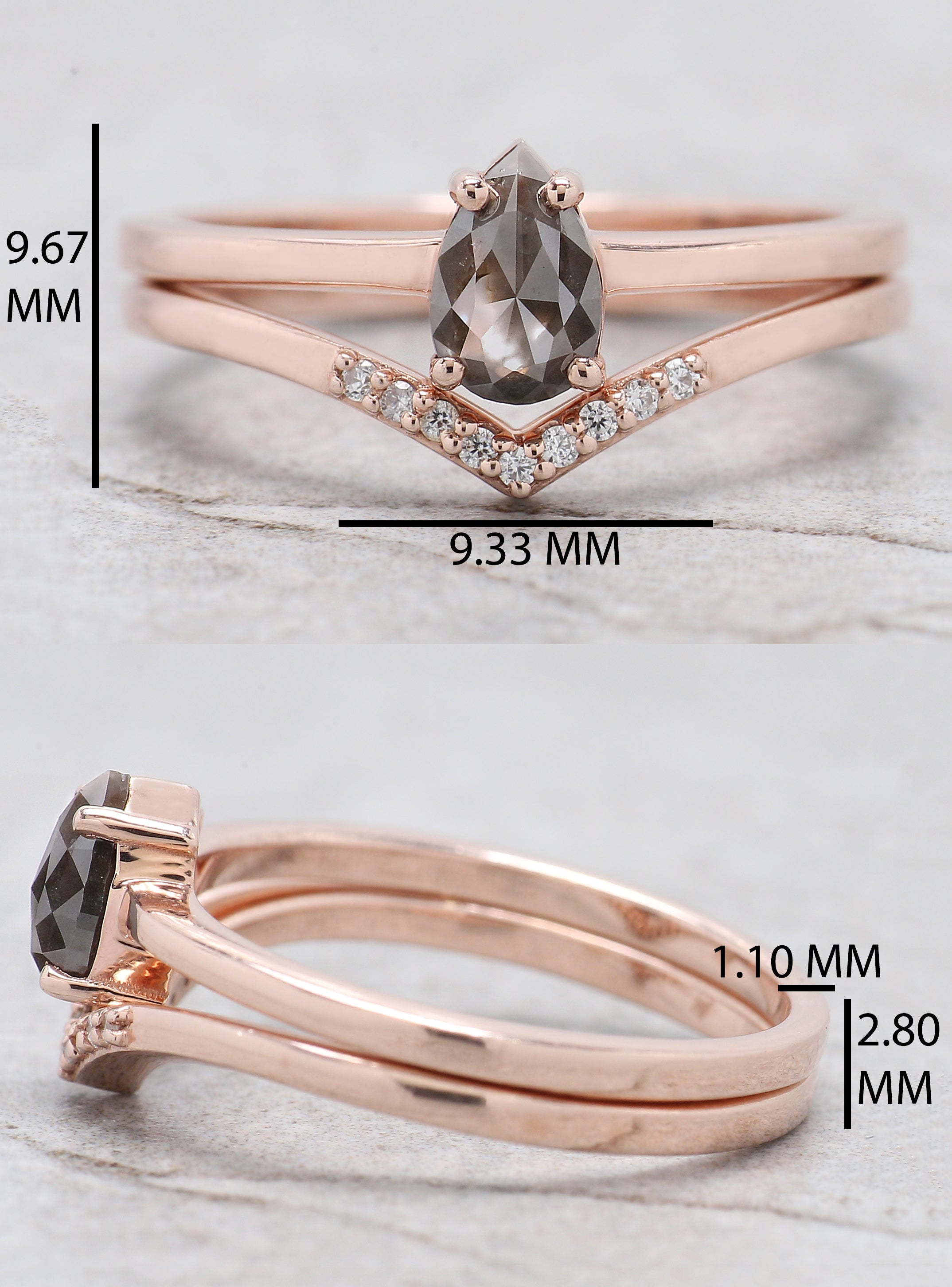 Pear Cut Brown Color Diamond Ring 0.55 Ct 6.39 MM Pear Shape Diamond Ring 14K Solid Rose Gold Silver Pear Engagement Ring Gift For Her QL9598