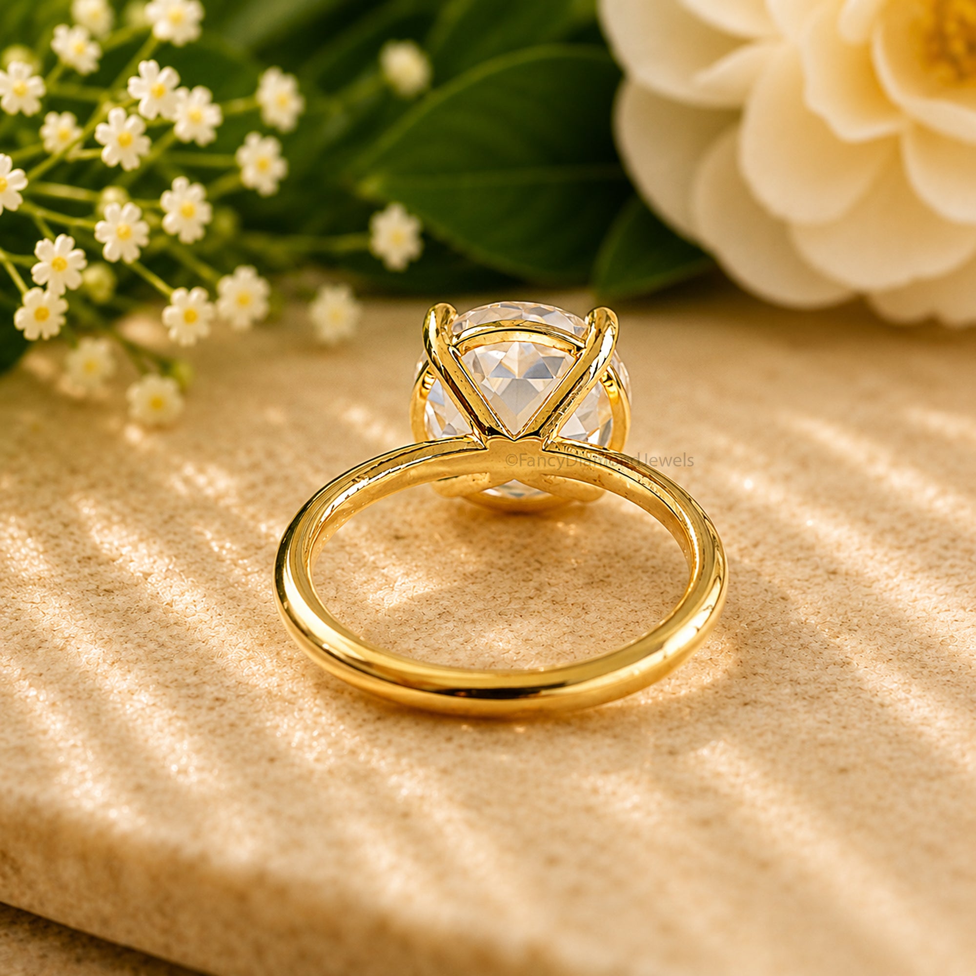 Round Rose Engagement Diamond Ring 14k Gold Filled Solitaire Lab Created Moissanite Style Promise Wedding Anniversary Gift For Her FD572
