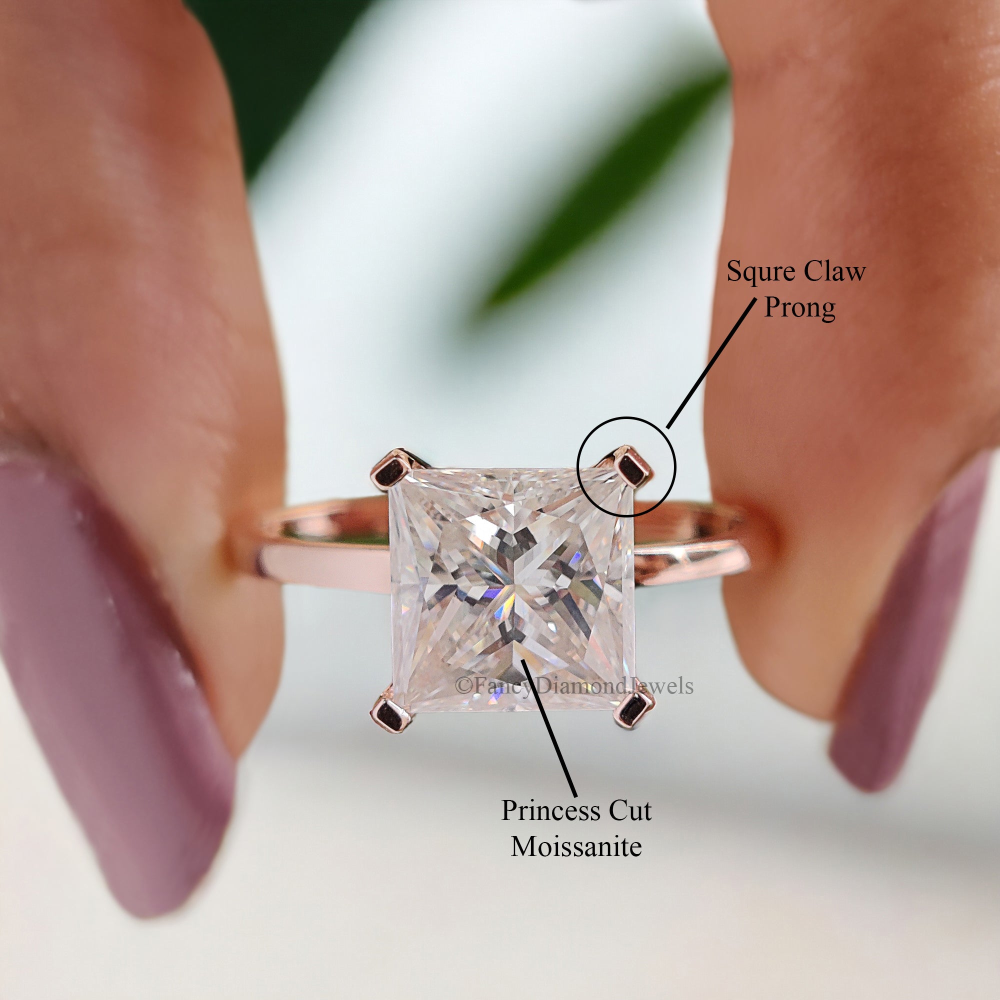 Princess Moissanite Bridesmaid Ring Near Colorless Moissanite Engagement Ring Solitaire Anniversary Ring 14K Solid Gold Proposal Ring FD174