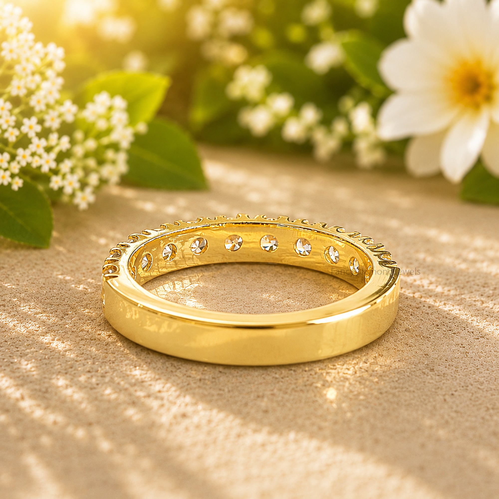 Sterling Silver Moissanite Half Eternity Band Round Brilliant Cut Moissanite Diamond Band Bridal Wedding Band Anniversary Gift For Her FD579