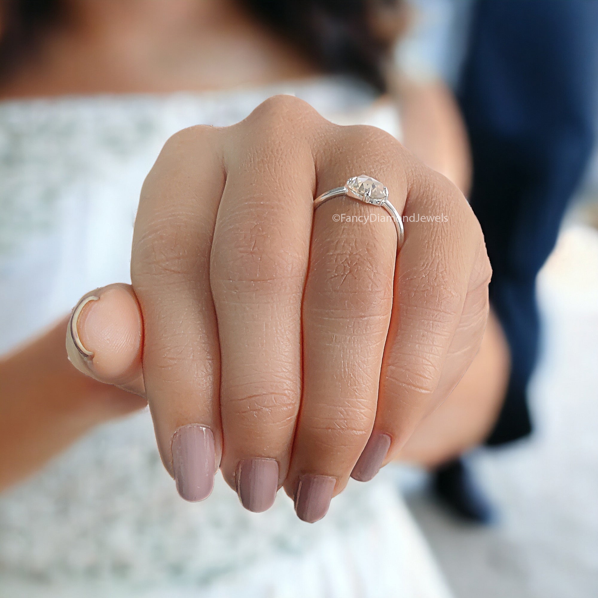 1.00 CT Round Rose Cut Colorless Moissanite Pointed Prong Simple Solitaire Engagement Ring Wedding Ring Anniversary Ring Bridal Ring FD22