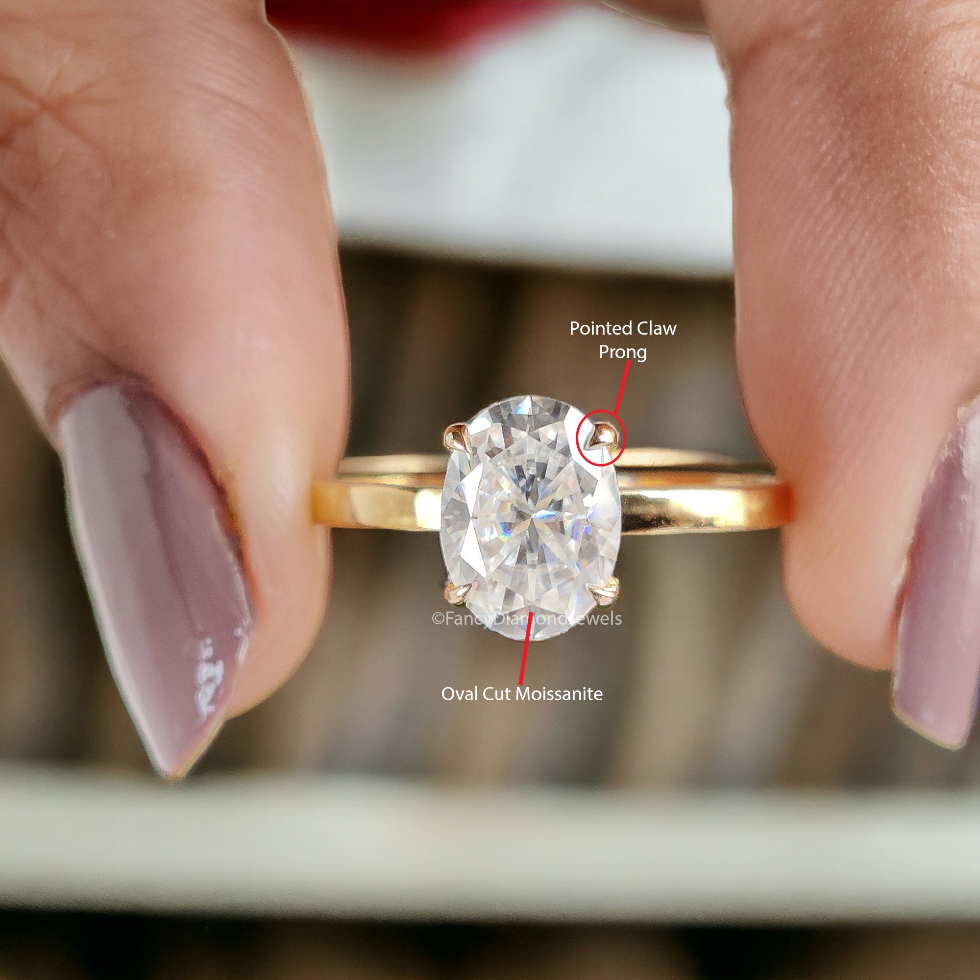 Beautiful Oval Shape Moissanite Ring Yellow Gold 10k/14k/18k 1.50 CT Oval Cut Ring Oval Wedding Engagement Ring Oval Colorless Ring FD15