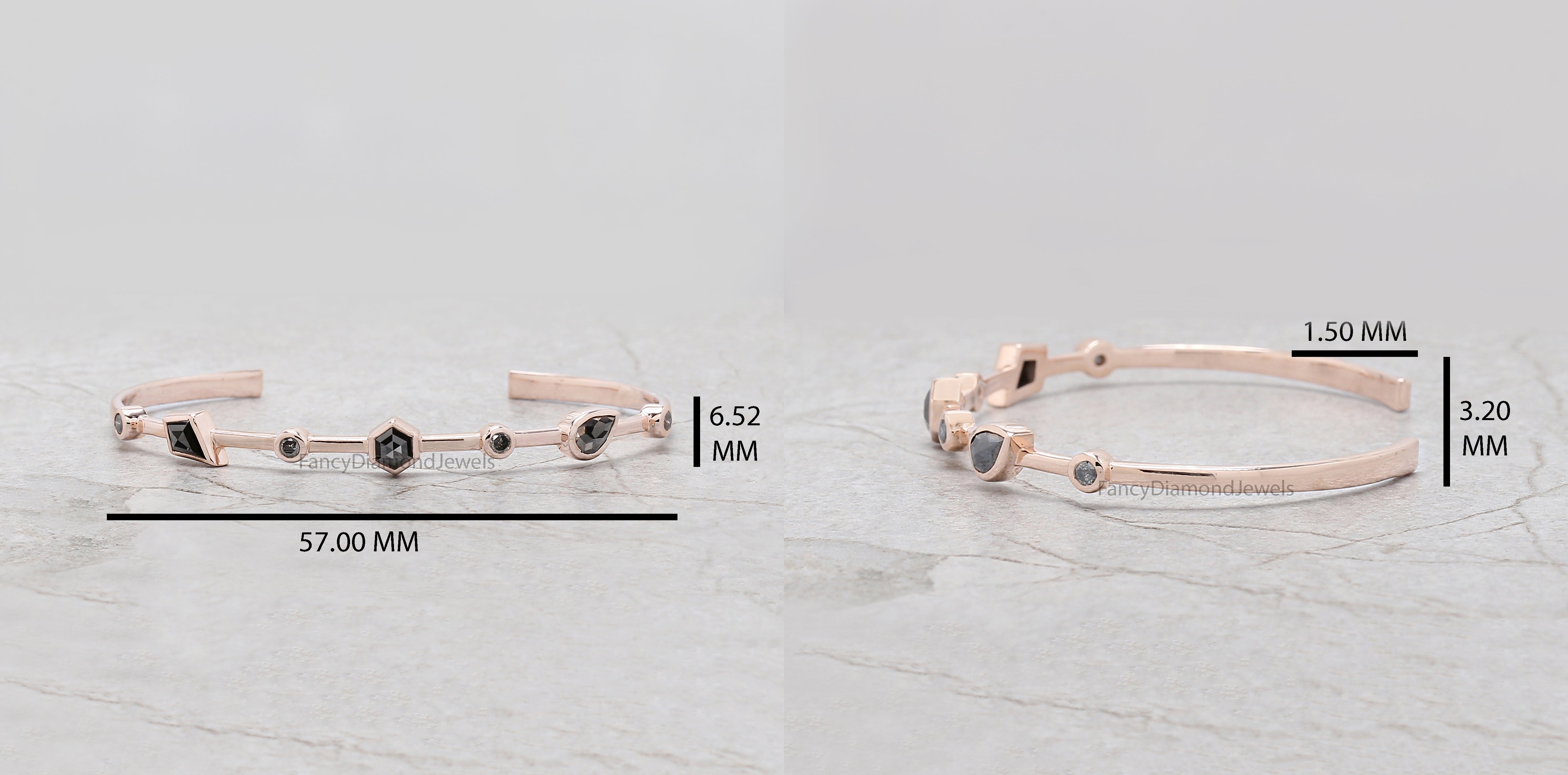 Mix Shape Black Color Diamond Bracelet, Mix Shape Diamond Anniversary Gift Bracelet, Gold Bracelet, Hexagon Diamond Bracelet KDN2284