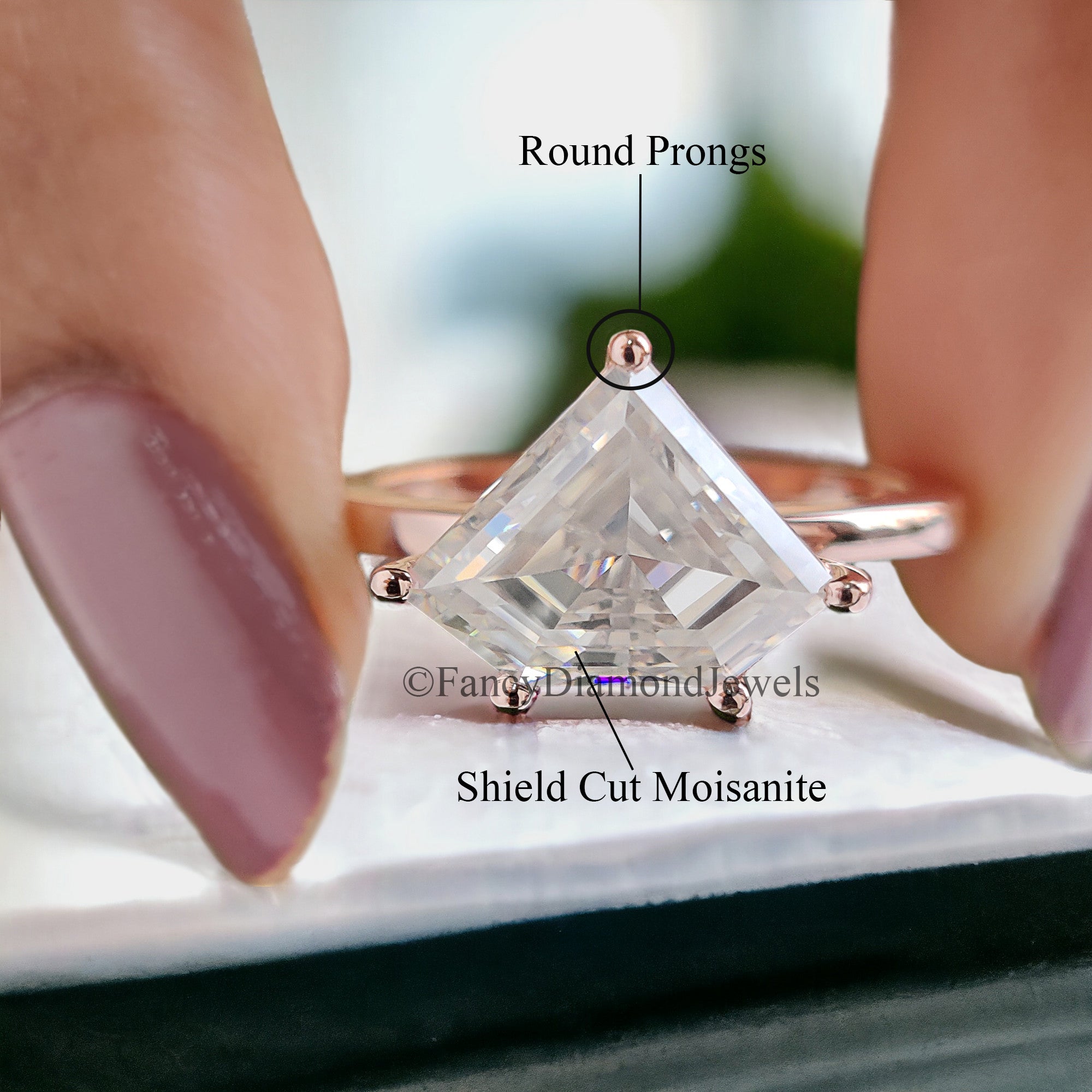 2.50 CT Shield Shape Moissanite Engagement Ring Colorless Moissanite Ring Prong Set Wedding Ring Unique Moissanite Ring Gift for Her FD75