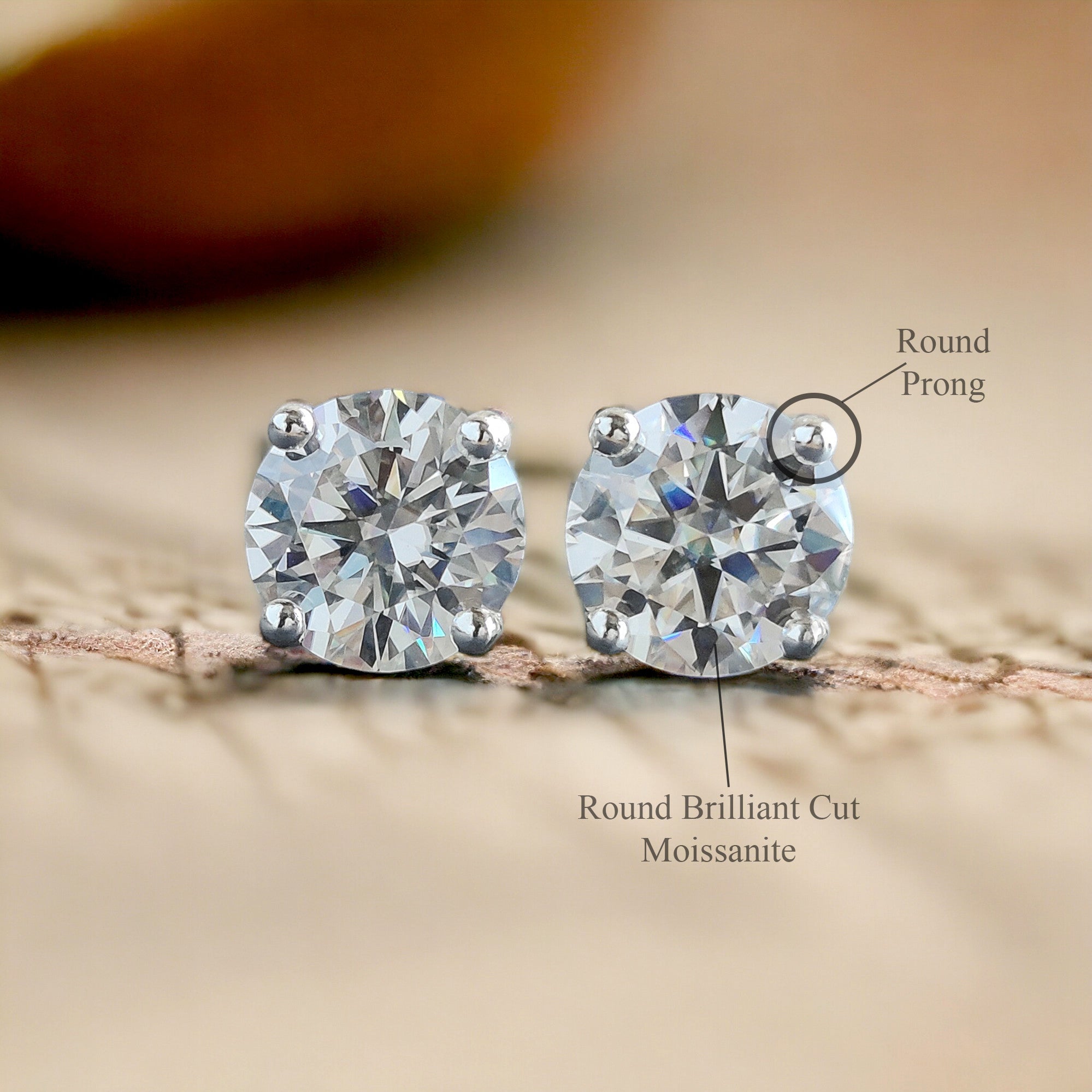 8 MM Round Brilliant Cut Earrings Colorless Moissanite Stud Earrings Screw Back Earrings Wedding Earrings Round Studs Earrings for Her FD20