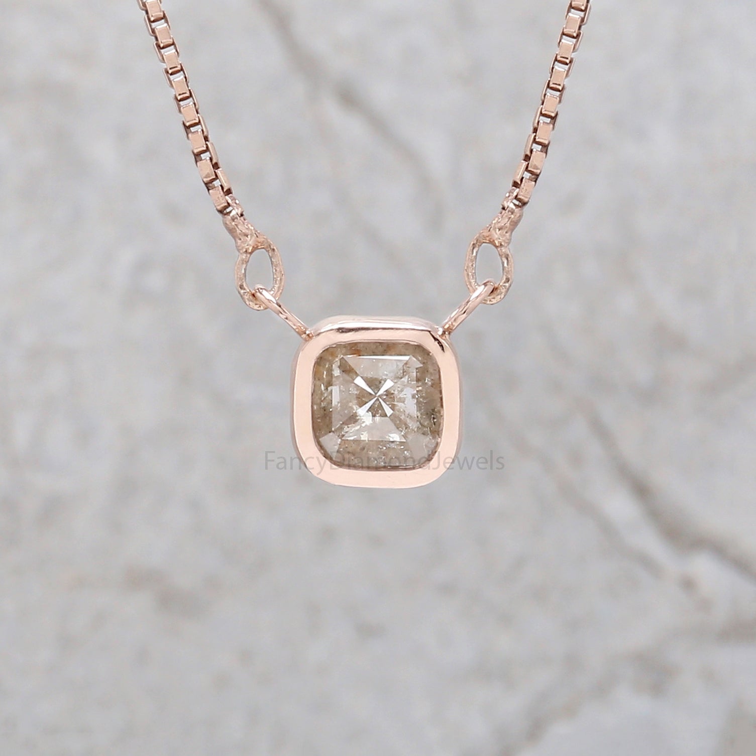 Cushion Grey Color Diamond Pendant, Unique Diamond Pendant, Grey Diamond Pendant, Cushion Cut Pendant, Dangling Diamond Pendant, KDN8725