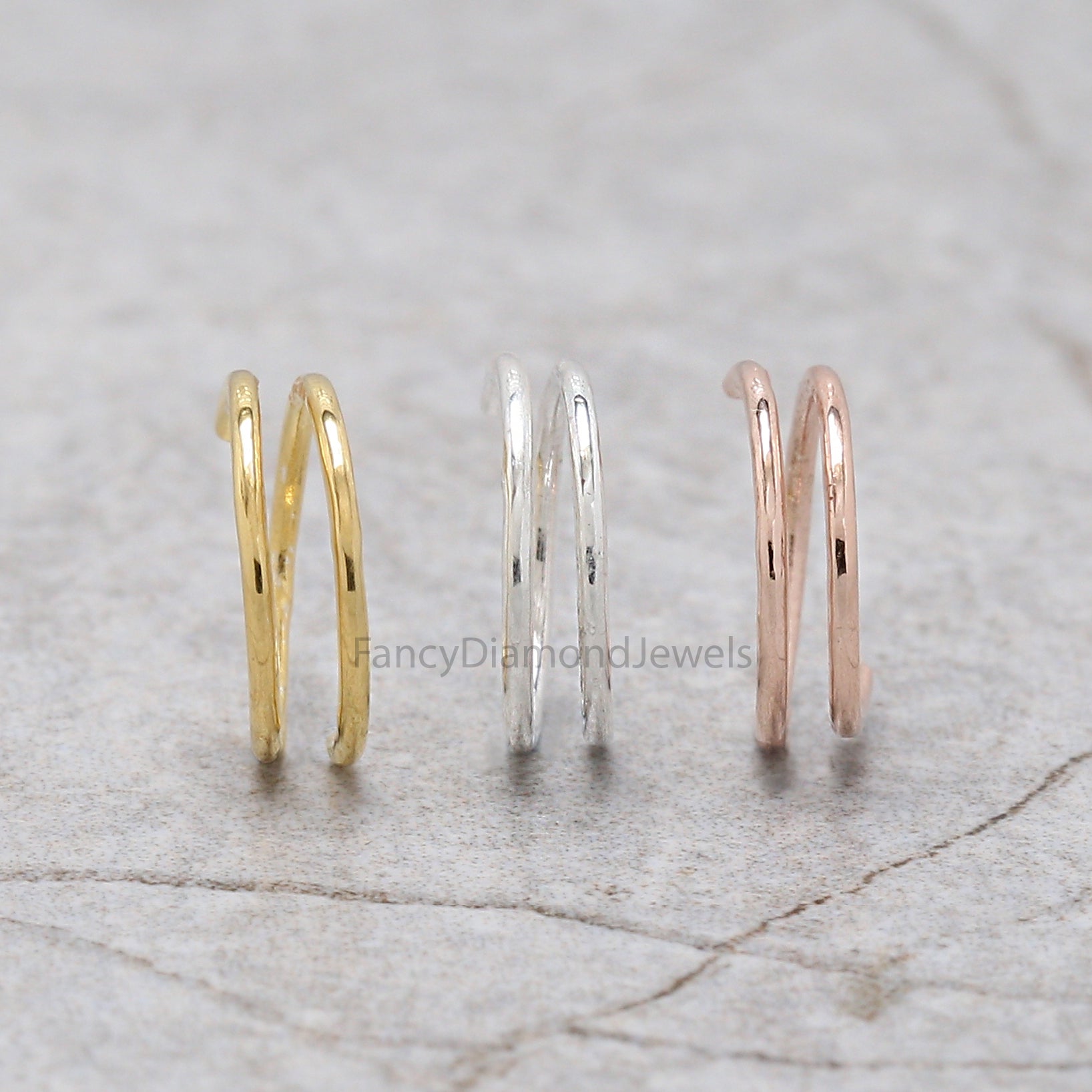 Nose Ring, Double Nose Ring for Single Piercing, Hoop Ring, Nose Stud, Rose Gold Nose Ring, Twisted Piercing Hoop, Plain Nose Ring, KD1137