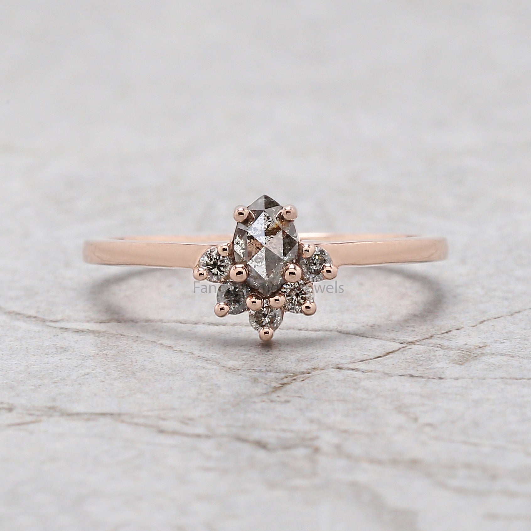 Marquise salt and pepper Diamond Ring, Salt and pepper Marquise Diamond Engagement Ring, Marquise Diamond Ring, Marquise Shape Ring, KD1141