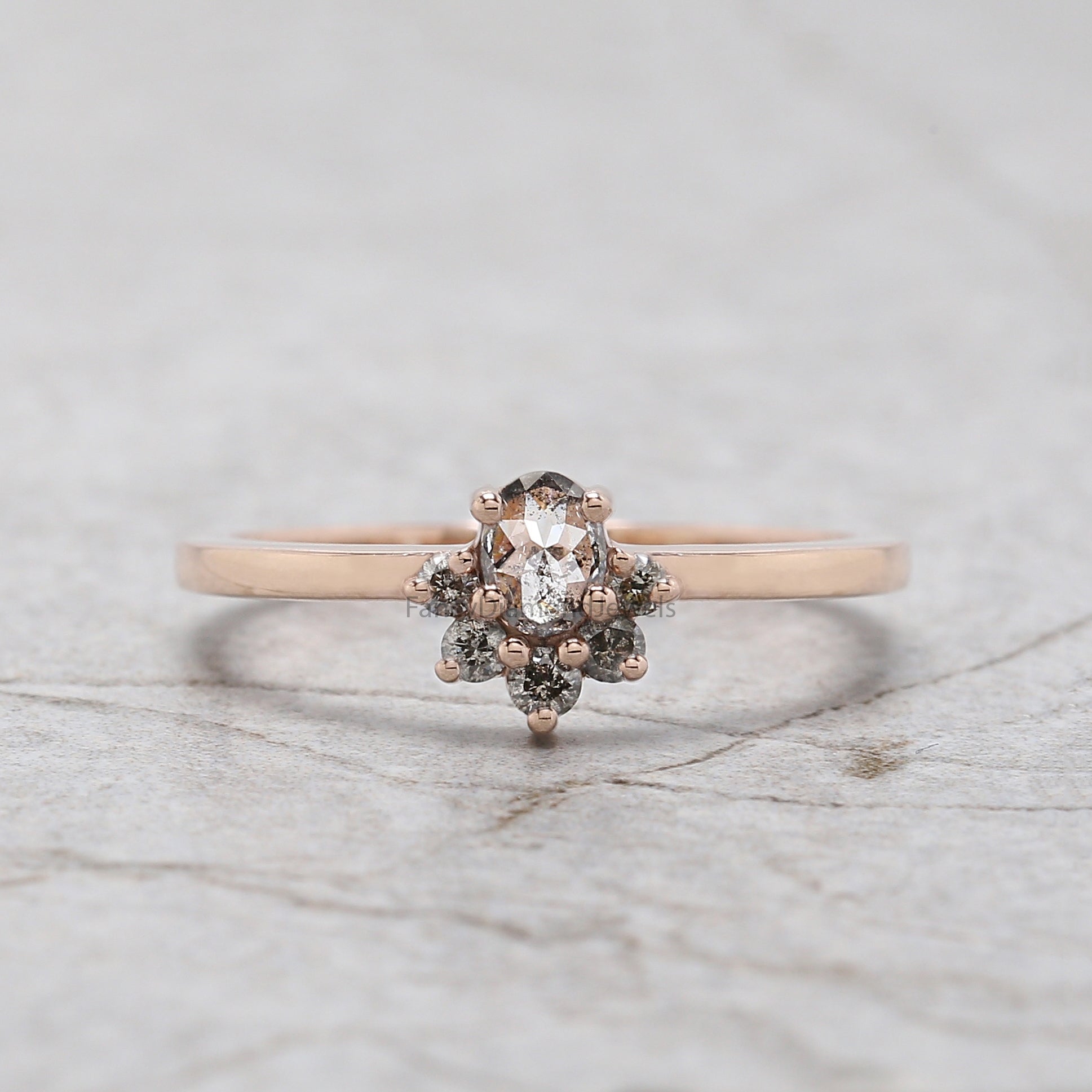 Oval Salt And Pepper Diamond Ring, Salt And Pepper Oval Diamond Engagement Ring, Oval Diamond Ring, Oval Cut Ring, Oval Shape Ring, KD1165