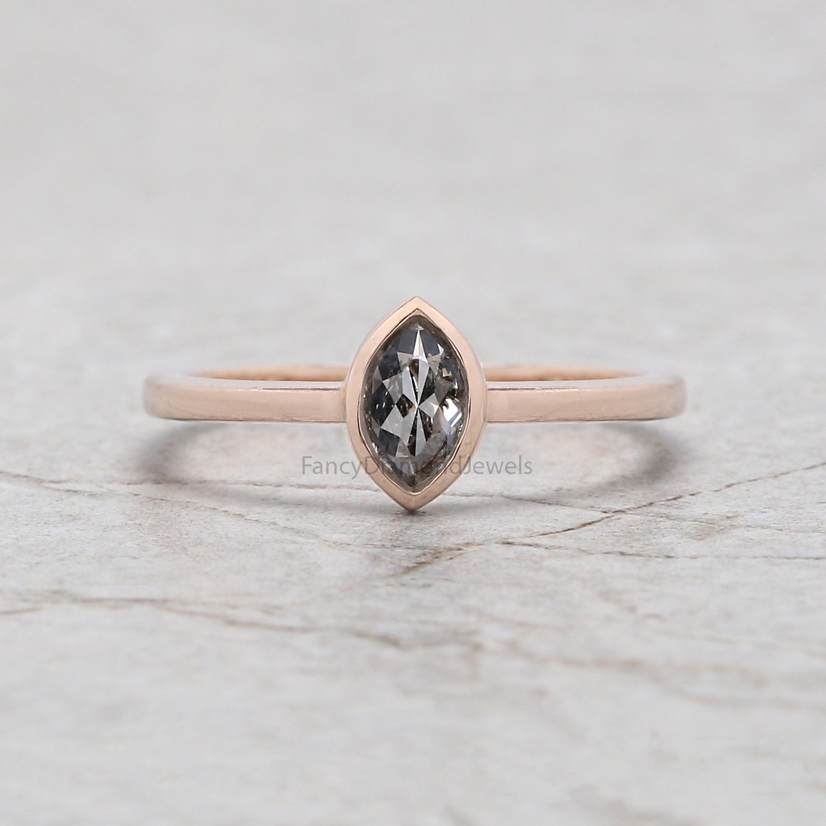 Marquise Salt and pepper Diamond Ring, Salt and pepper Marquise Diamond Engagement Ring, Marquise Diamond Ring, Marquise Shape Ring, KD1155