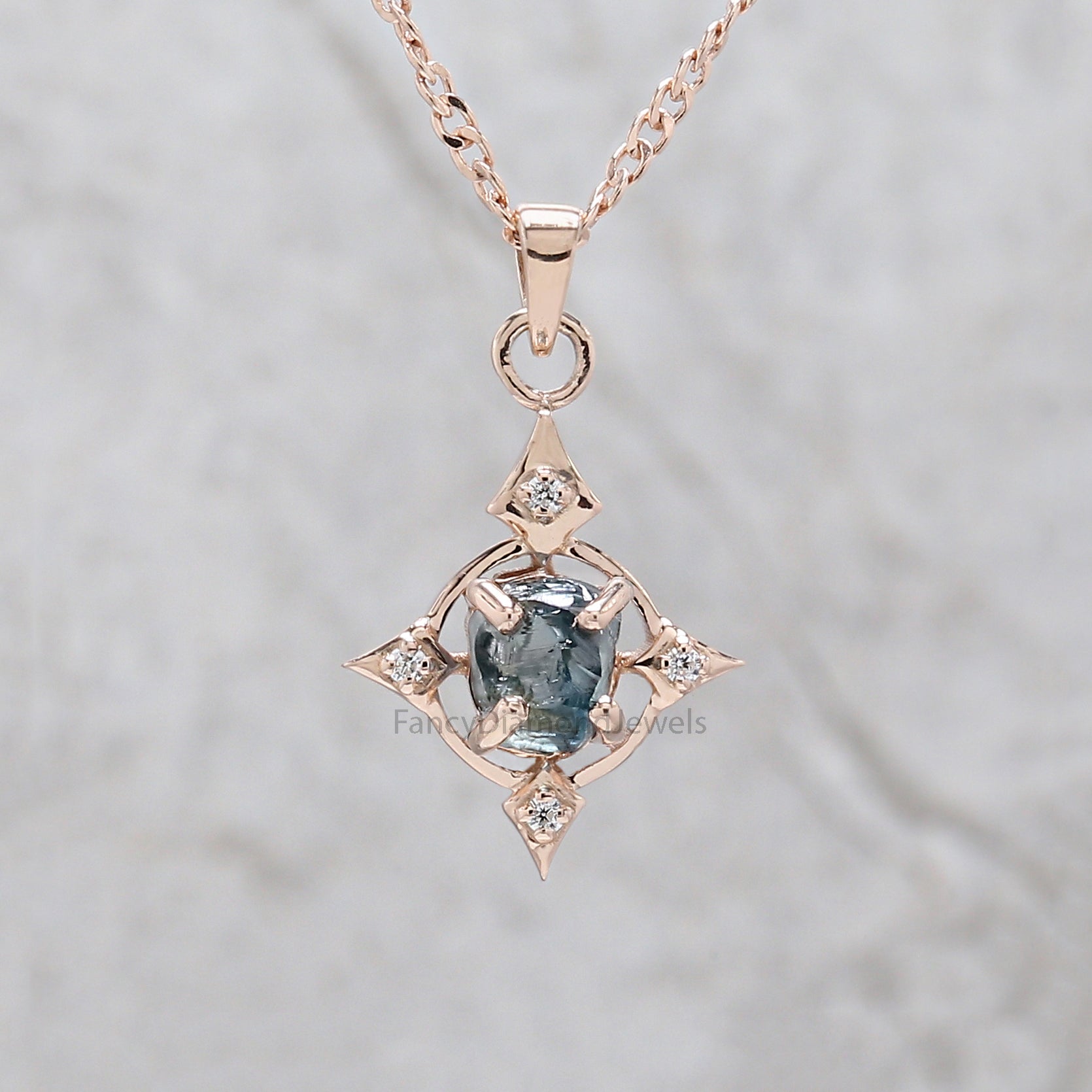 Rough Blue Diamond Pendant, Unique Diamond Pendant, Blue Diamond Pendant, Rough Pendant, Rough Pendant, Dangling Diamond Pendant, KDL2322