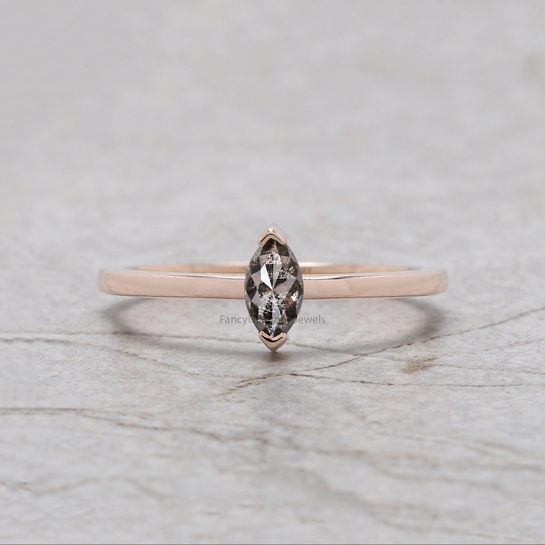 Marquise Salt and pepper Diamond Ring, Salt and pepper Marquise Diamond Engagement Ring, Marquise Diamond Ring, Marquise Shape Ring, KD1163