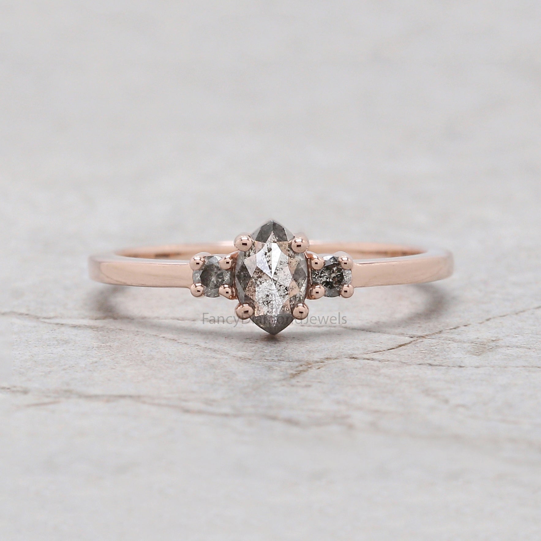 Marquise salt and pepper Diamond Ring, Salt and pepper Marquise Diamond Engagement Ring, Marquise Diamond Ring, Marquise Shape Ring, KD1152