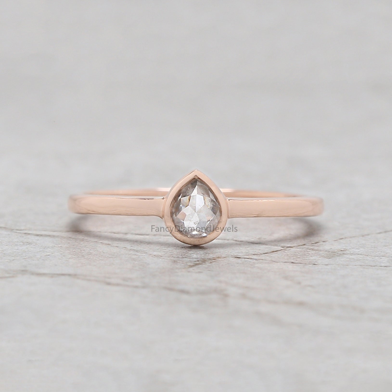 Pear Salt And Pepper Diamond Ring, Salt And Pepper Pear Diamond Engagement Ring, Pear Diamond Ring, Pear Cut Ring, Pear Bezel Ring, KD1171